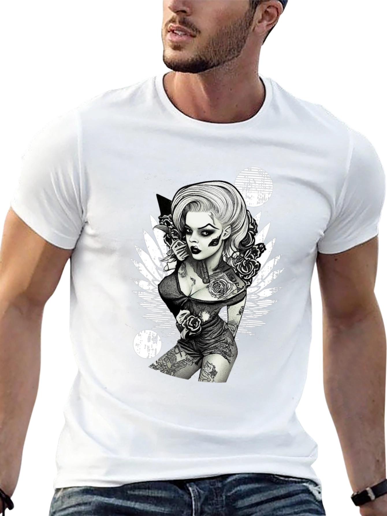 Tattooed Woman Graphic Black T-Shirt