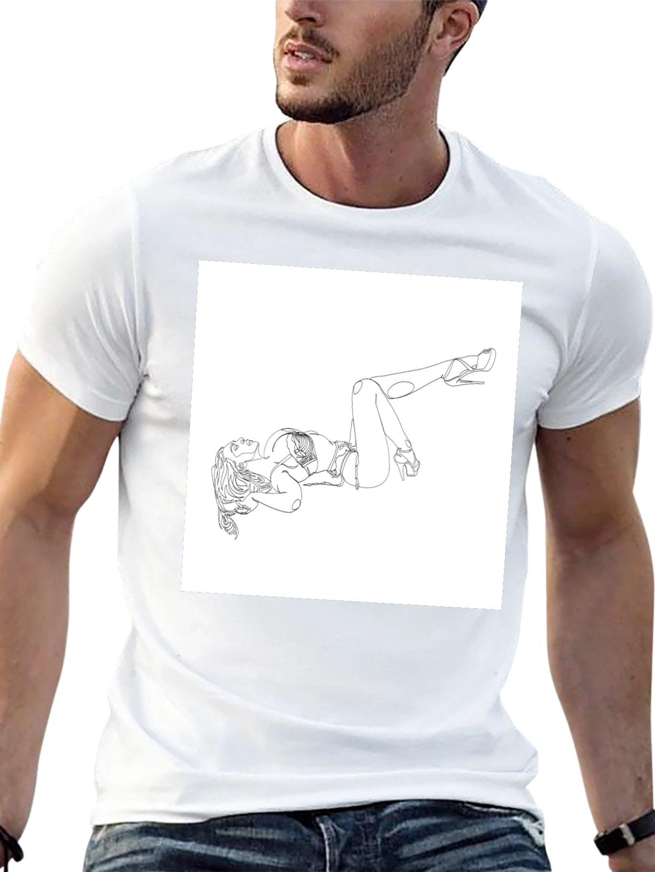 Line Art Graphic Tee - Modern Art Shirt