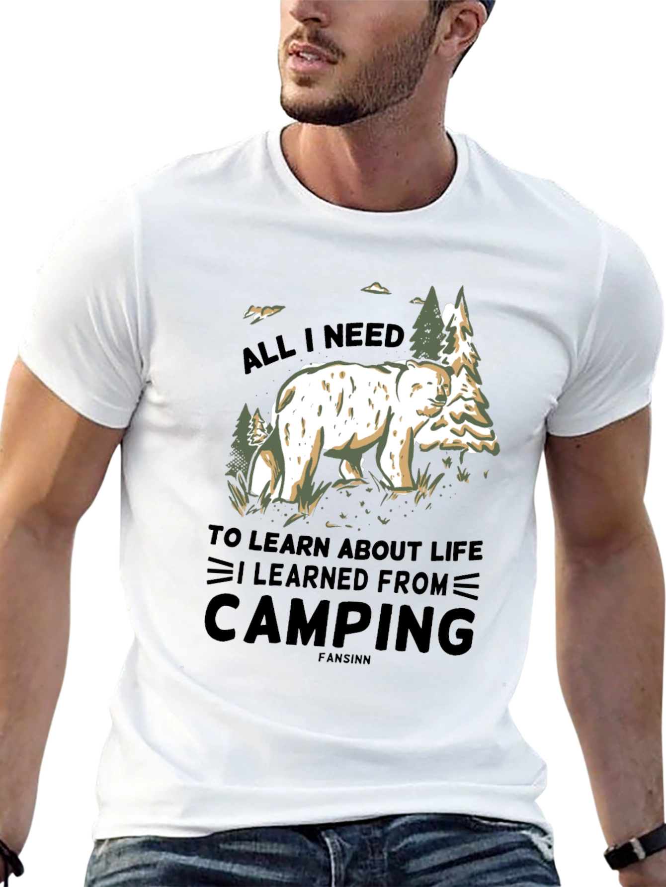 Camping Bear Graphic T-Shirt
