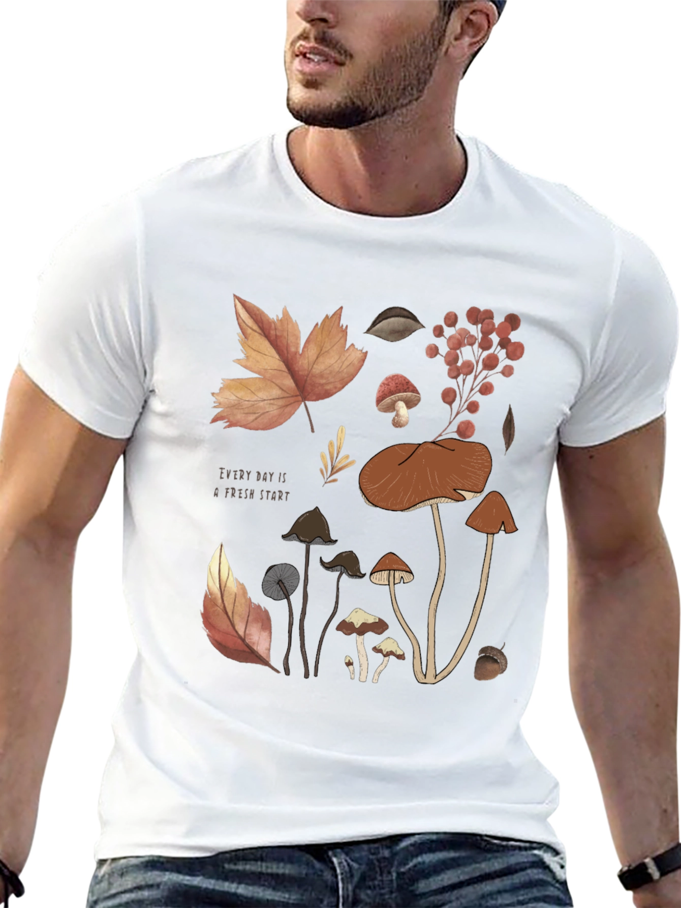 Autumnal Mushroom Graphic T-Shirt - Fresh Start Design