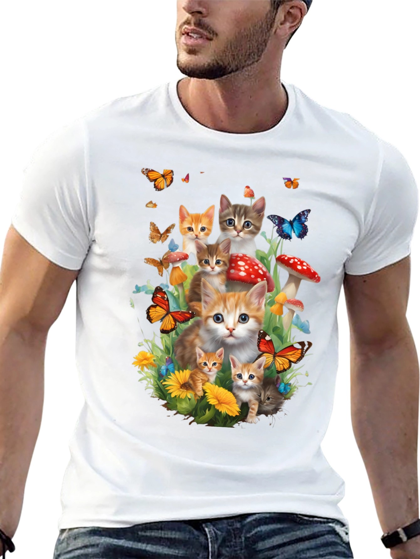 Cute Cats & Butterflies T-Shirt