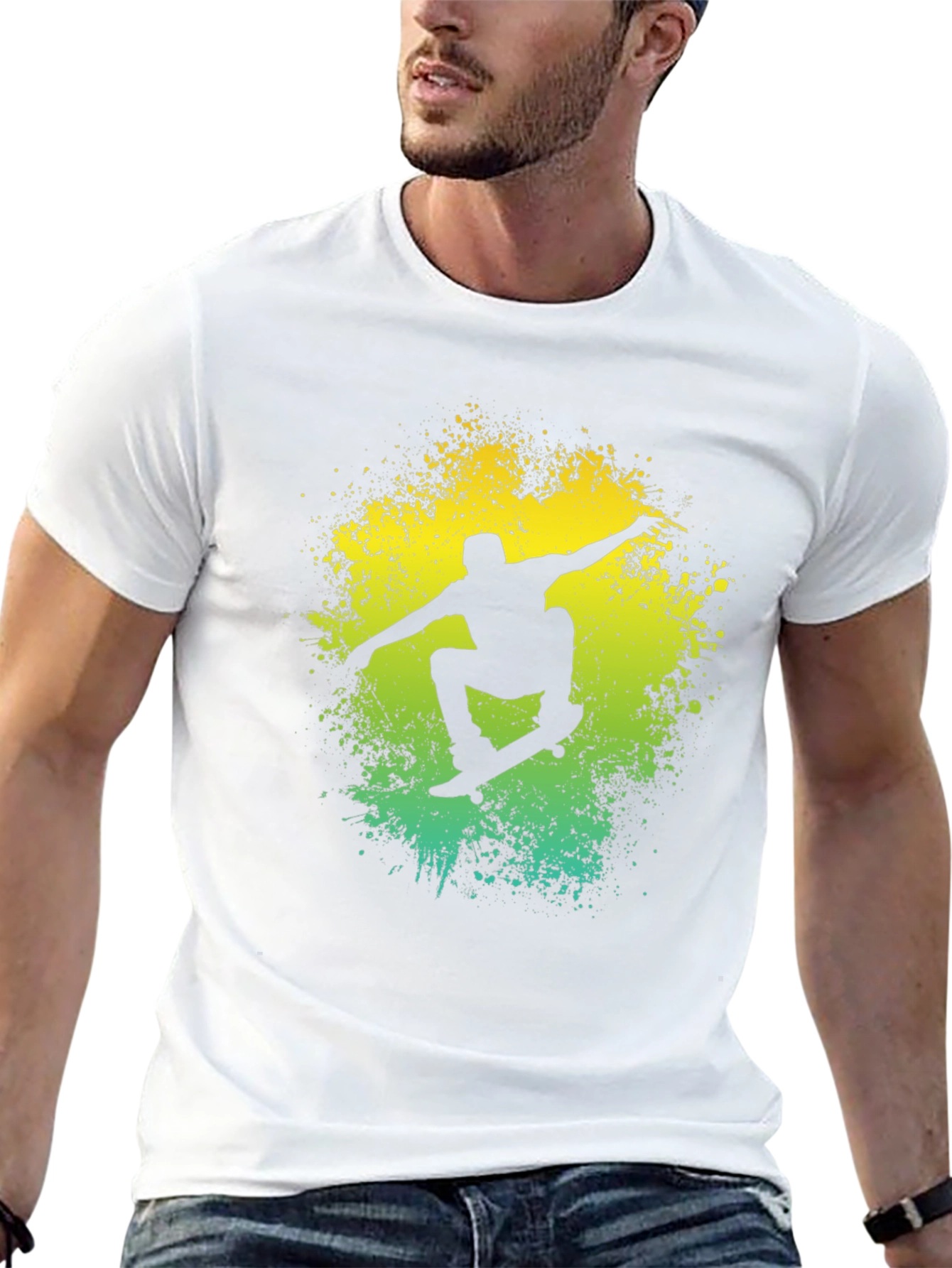 Skateboarding Silhouette Graphic T-Shirt - Cool Black Tee