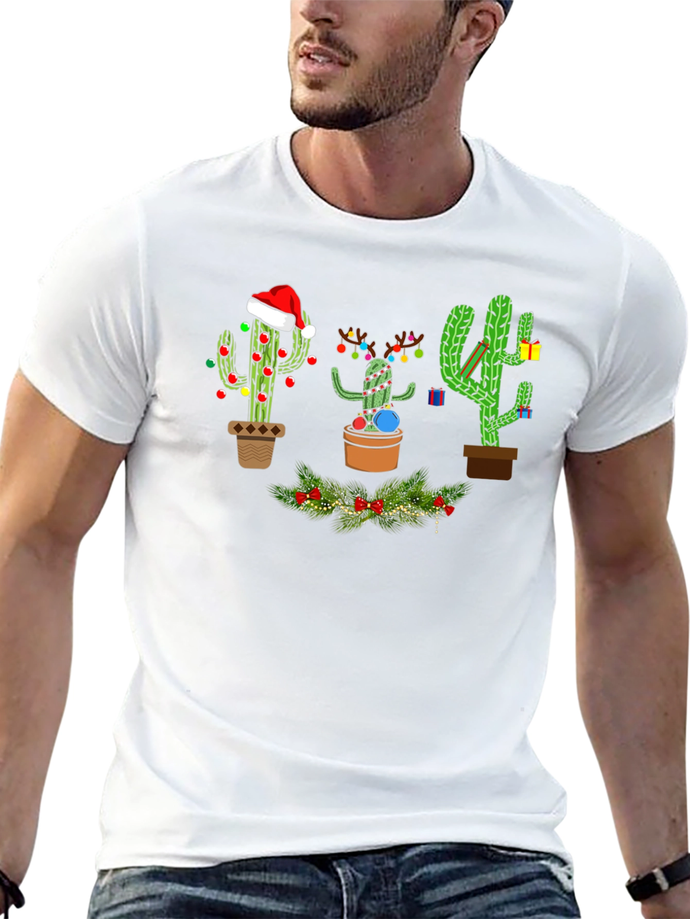 Festive Cactus Holiday T-Shirt