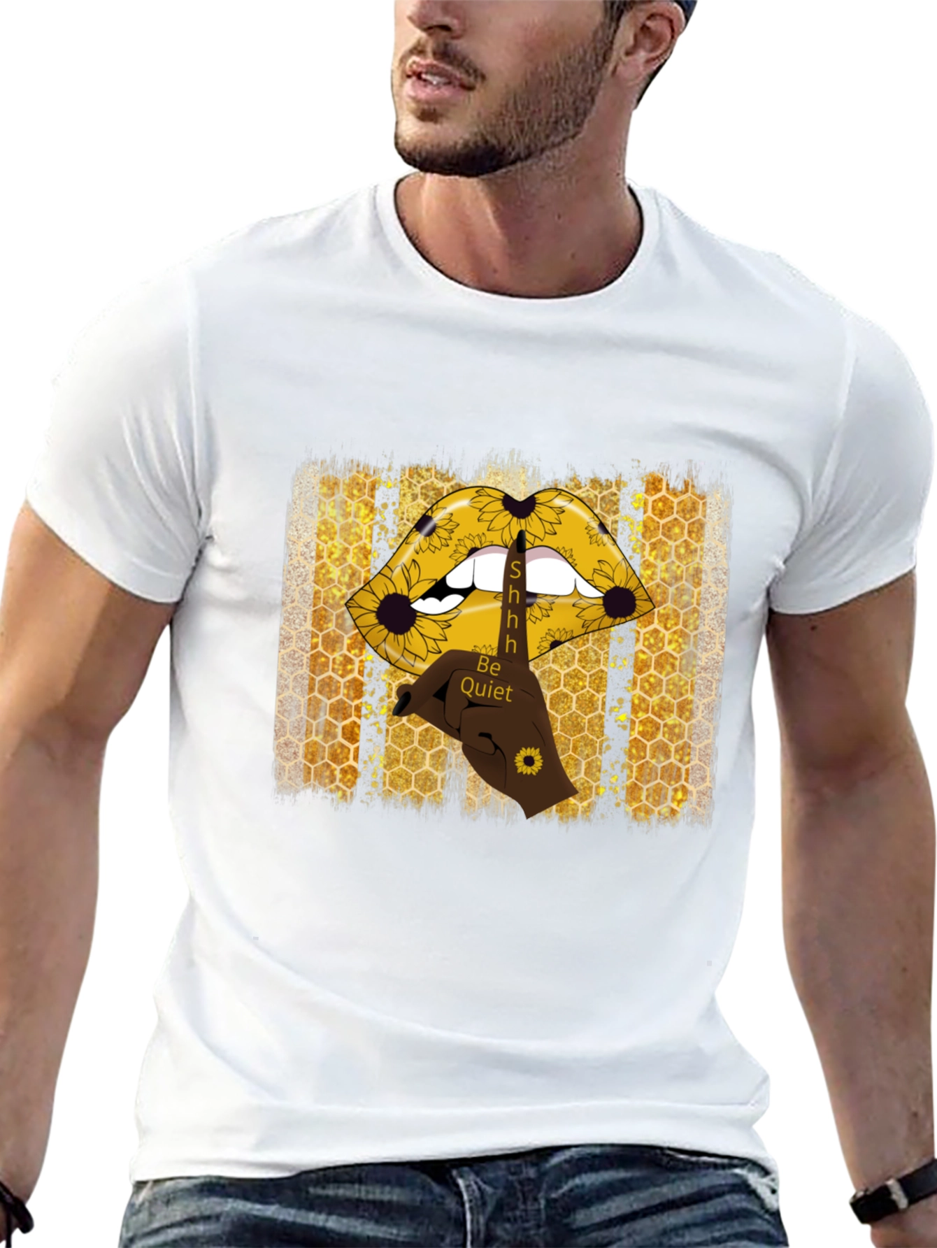 Shhh Be Quiet Sunflower Lips Graphic Tee