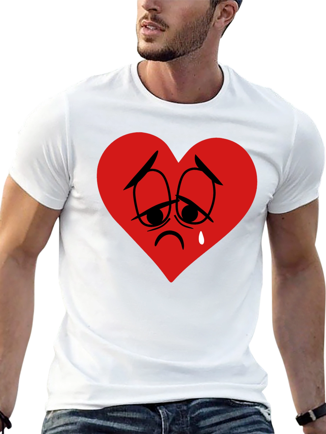 Sad Heart Graphic Black T-Shirt