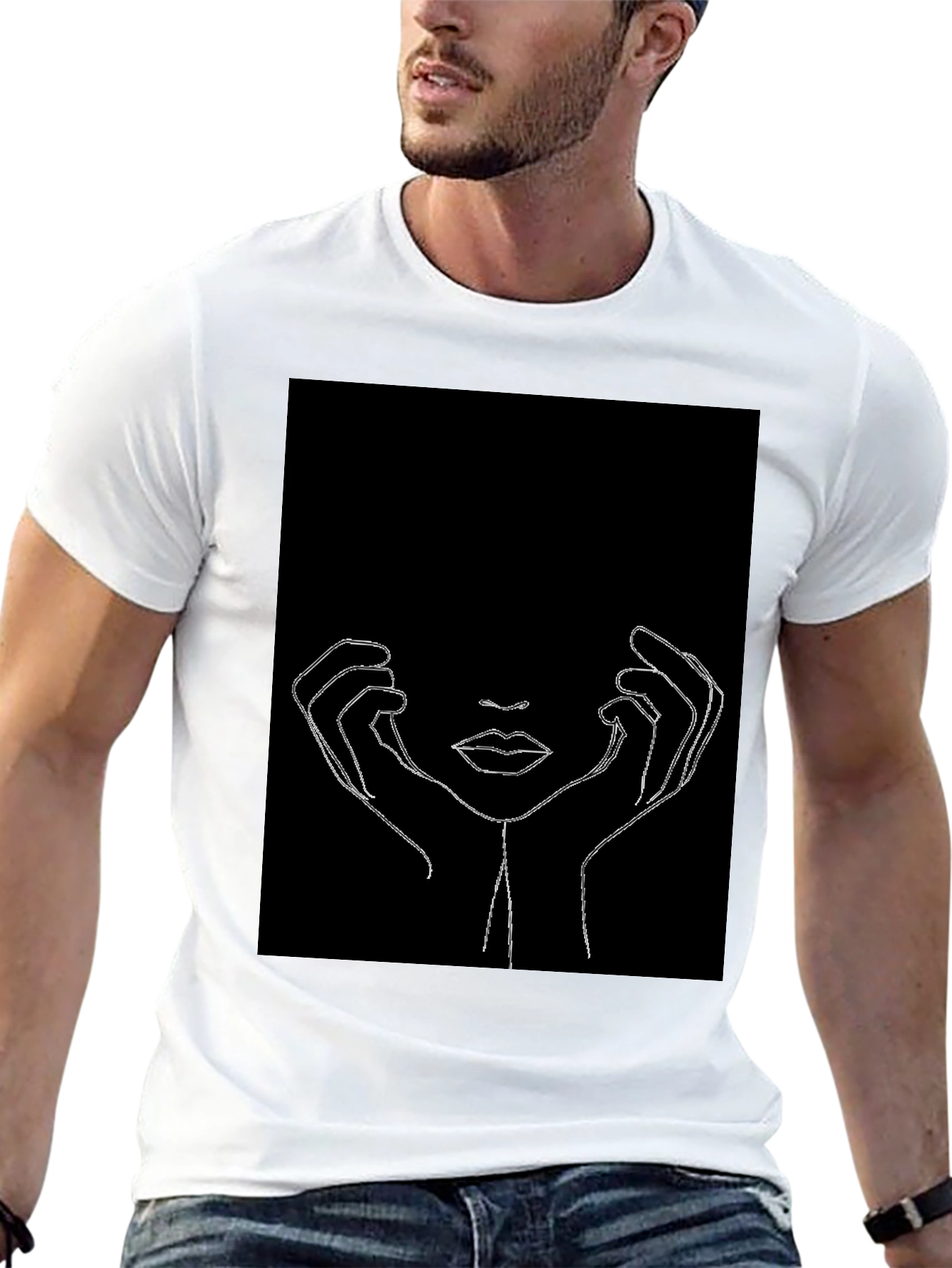 Minimalist Face Line Art Graphic Tee