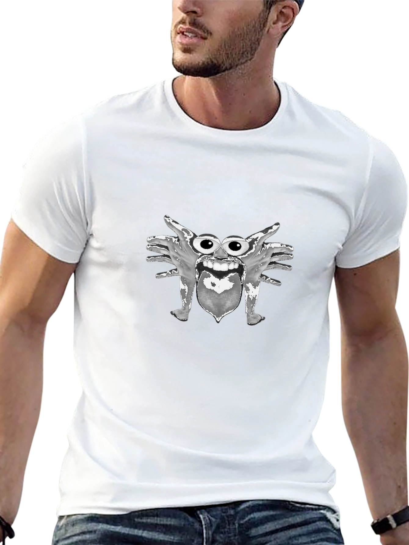 Monster Face Graphic Black T-Shirt