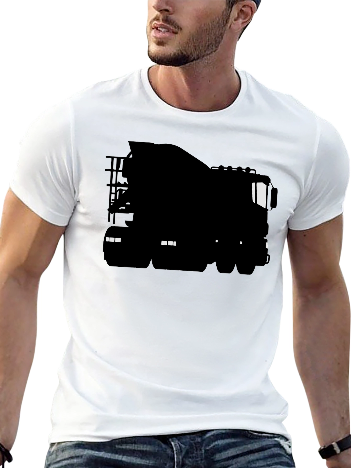 Truck Silhouette Black T-Shirt - Classic Heavy Duty Tee
