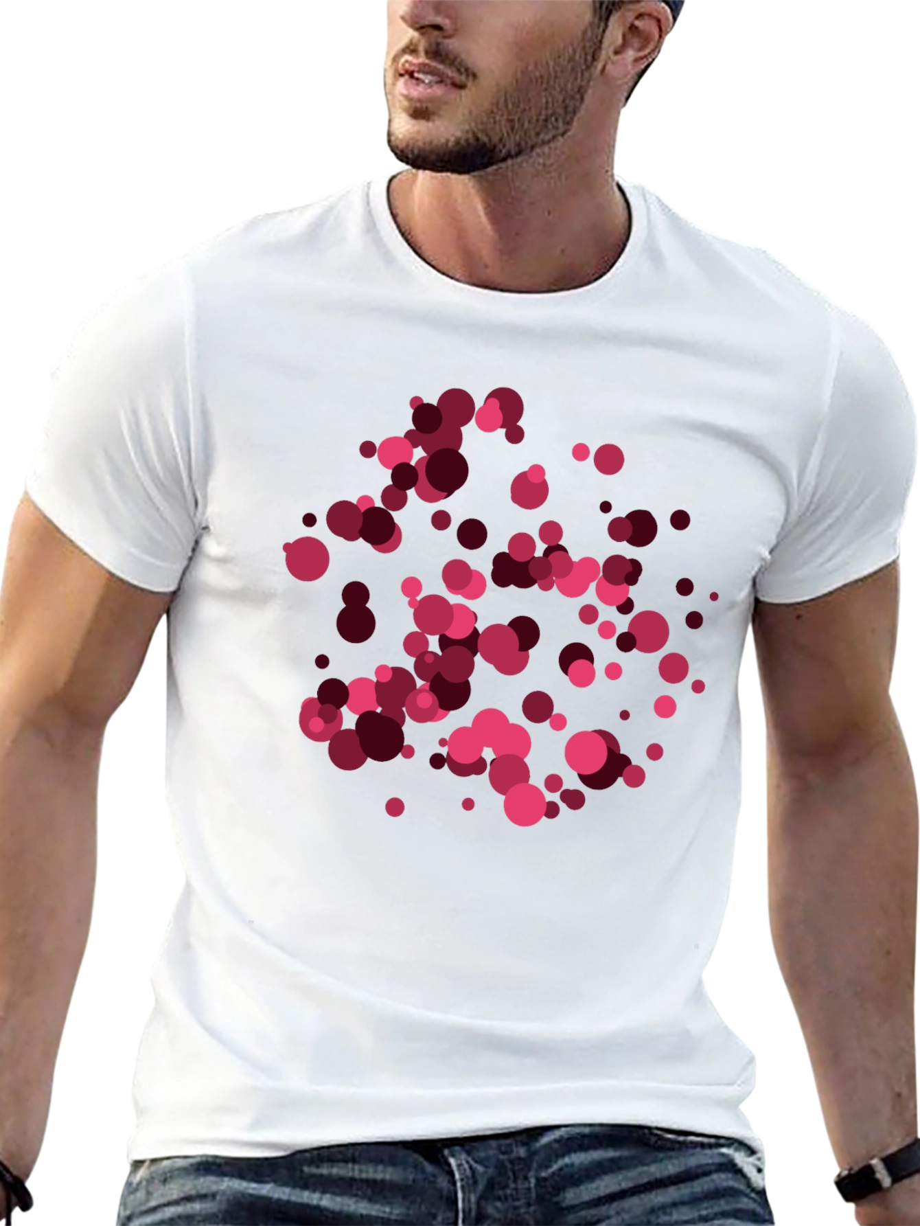 Abstract Circles Graphic Tee - Black Casual T-Shirt