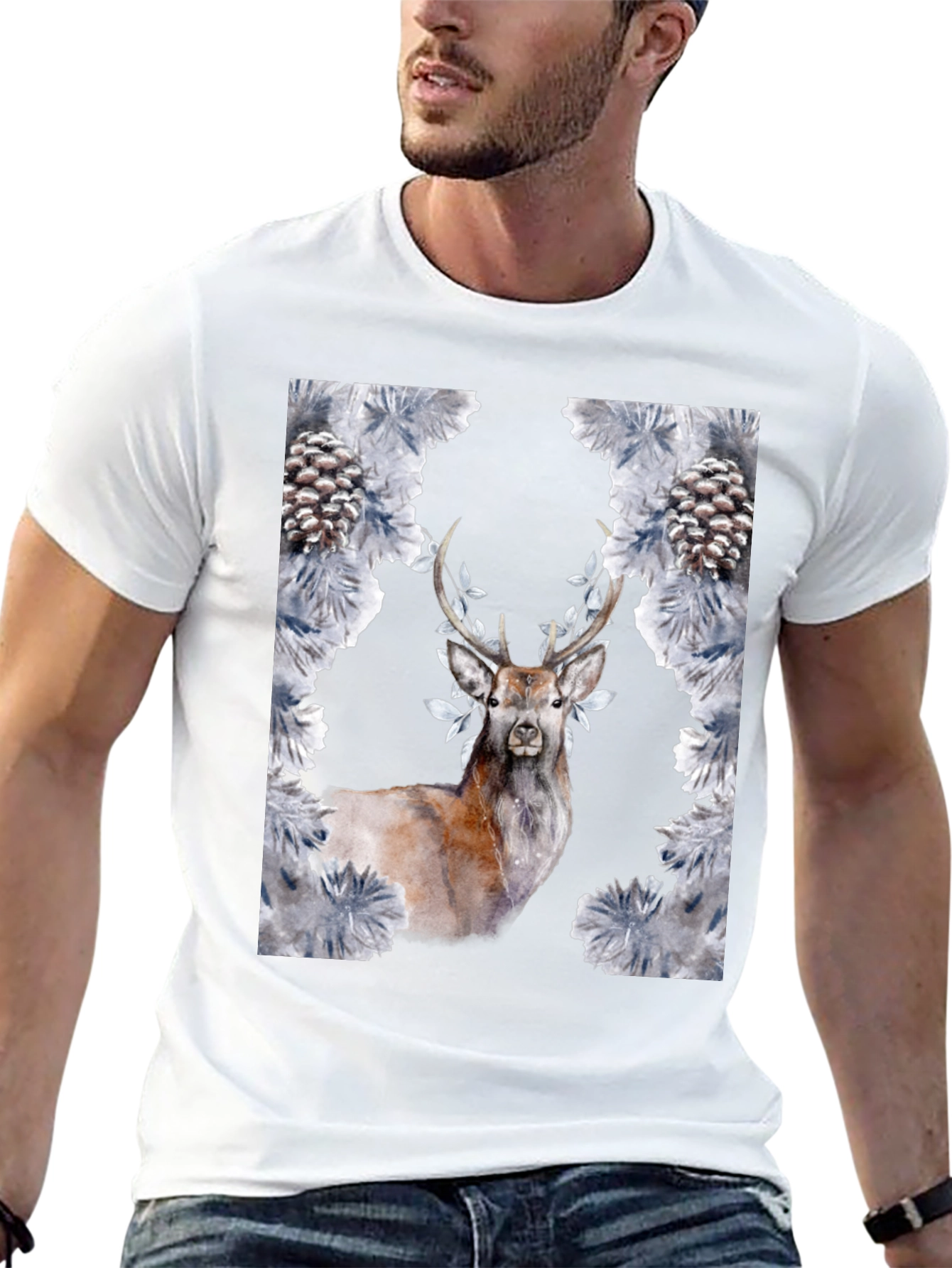 Deer and Pine Cone Graphic Tee