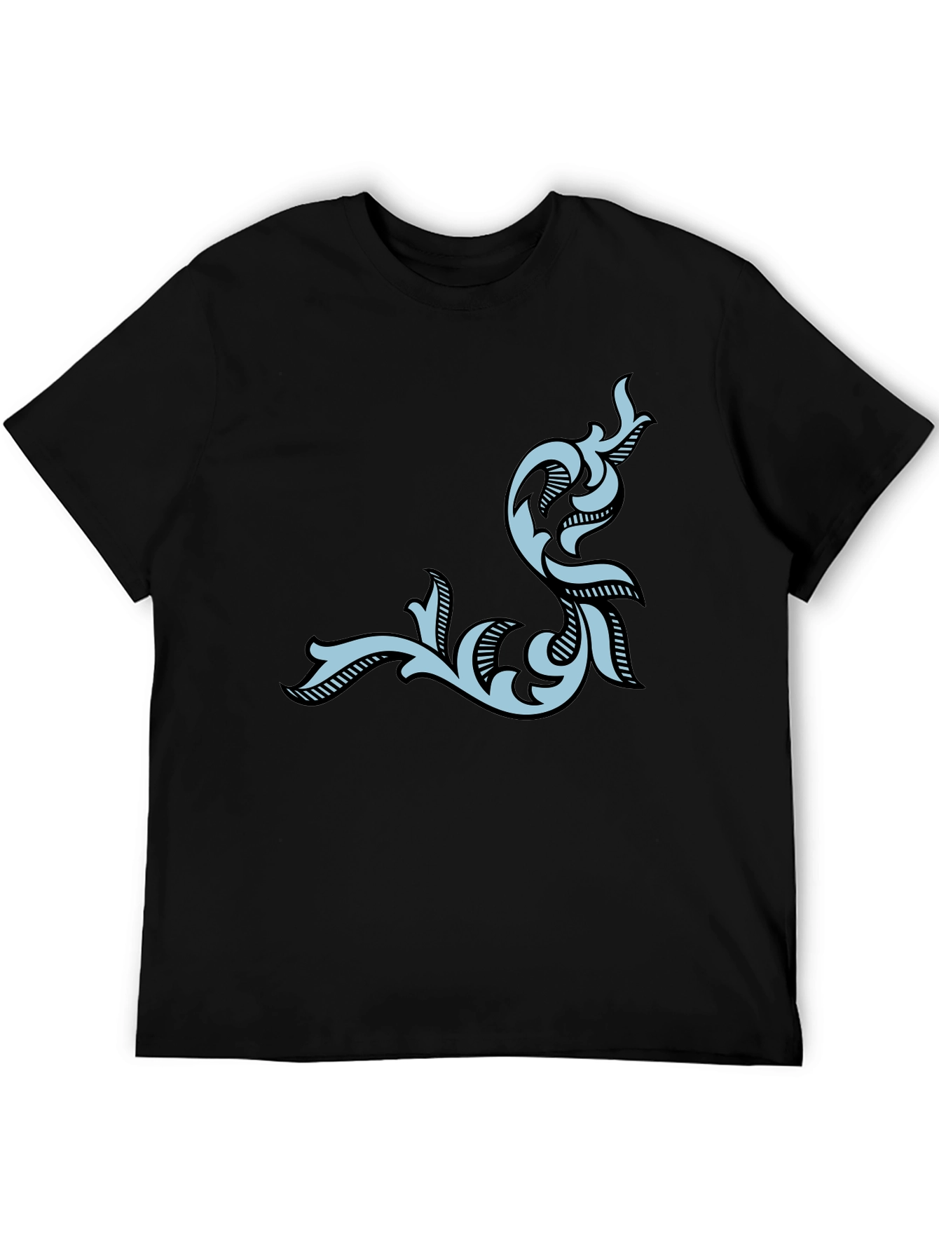 Stylish Black Tee with Ornamental Design