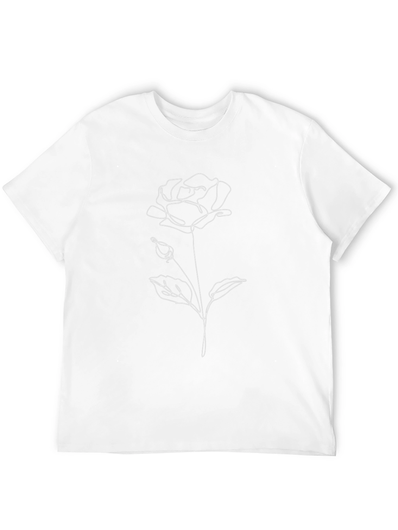 Elegant Rose Outline Graphic T-Shirt