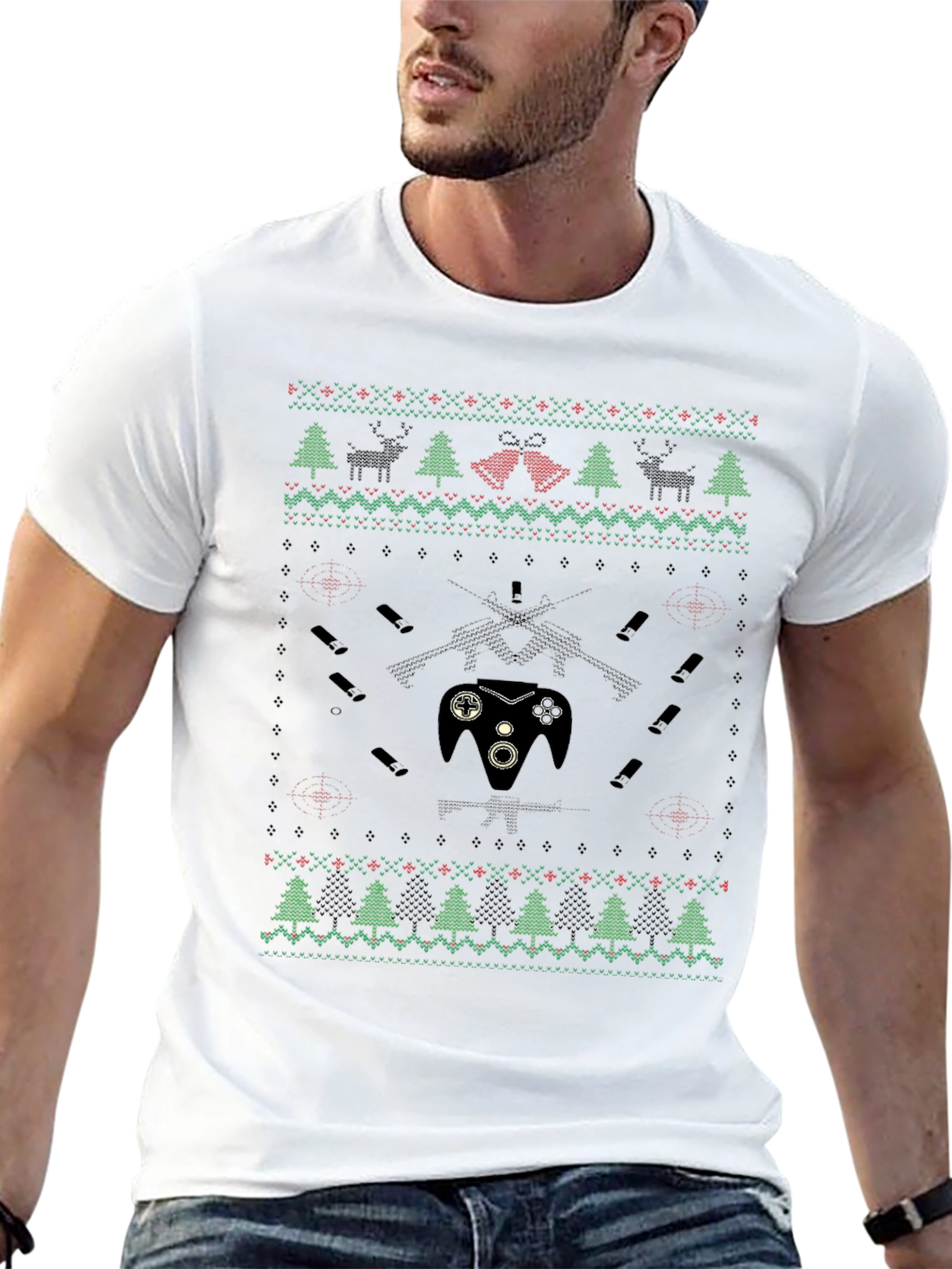 Gaming Christmas Pattern T-Shirt