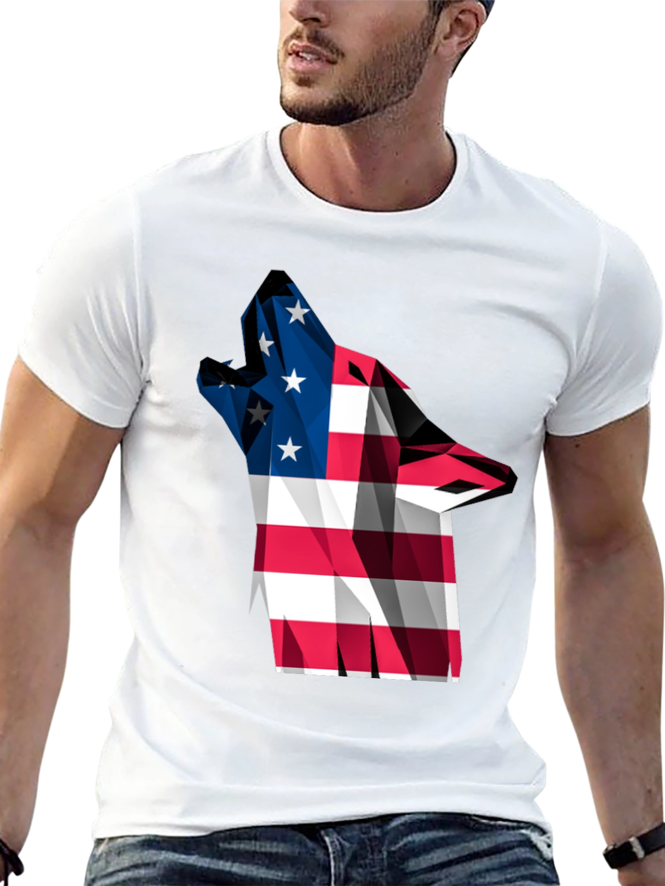 American Flag Wolf Graphic Tee