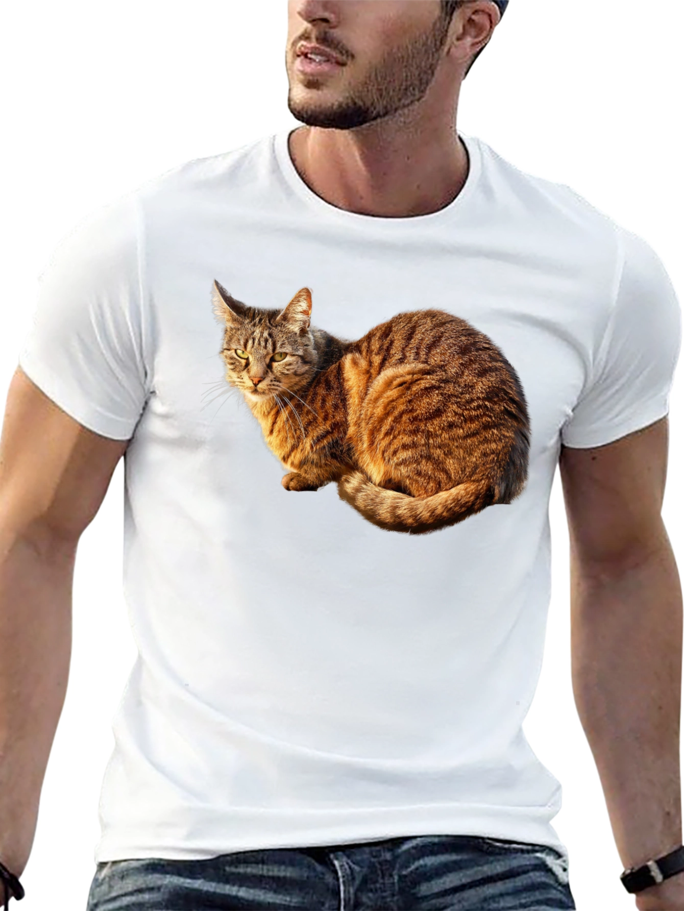 Cat Graphic Black T-Shirt - Unique Design