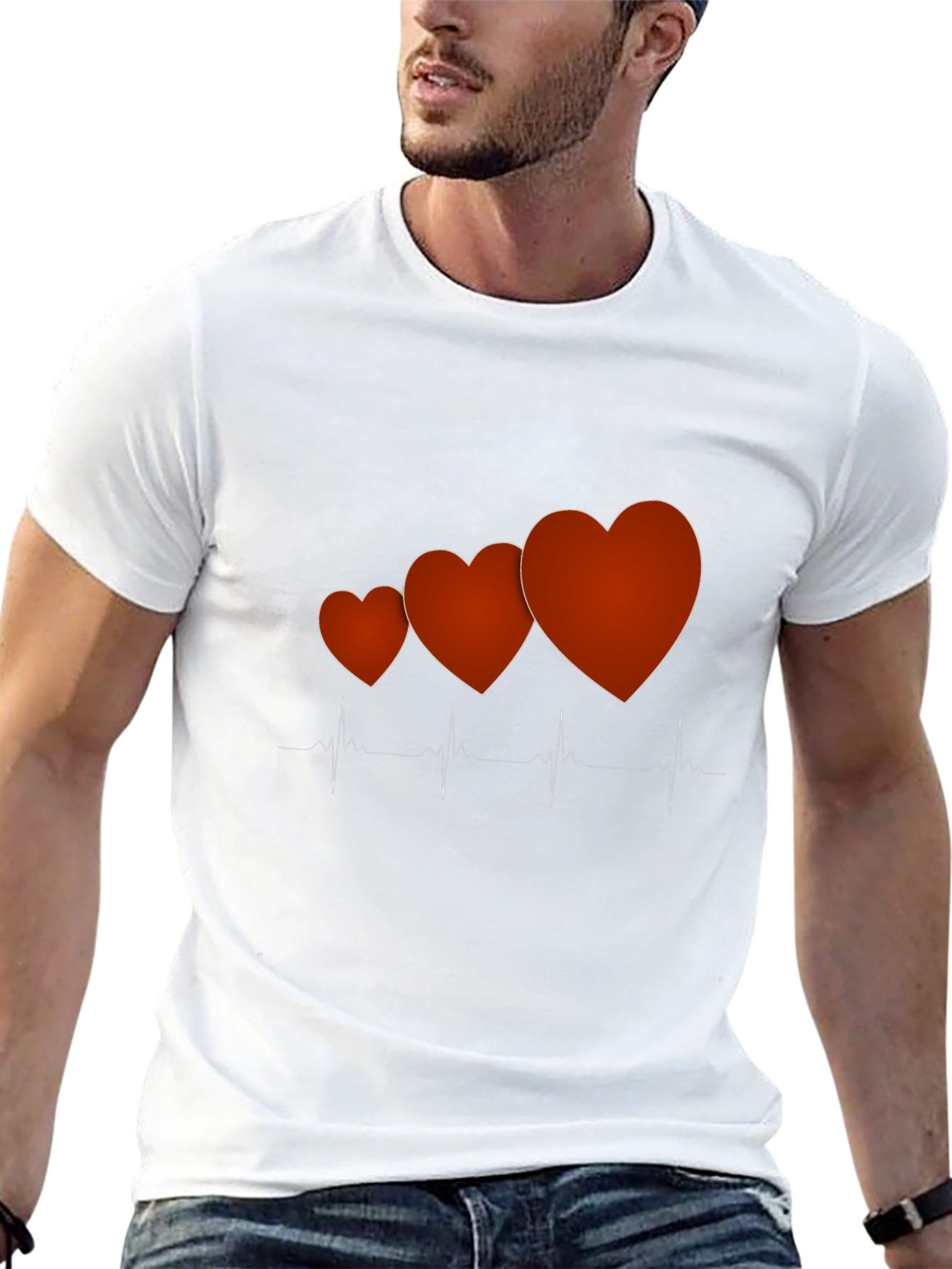 Heartbeat Love Graphic Tee - Trendy Mens Black T-Shirt