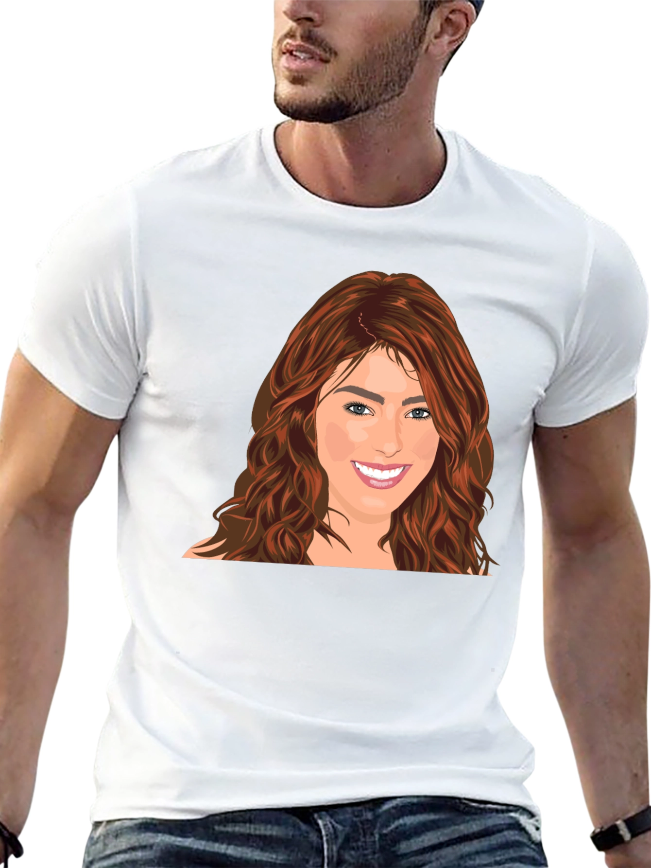 Woman Portrait Black T-Shirt