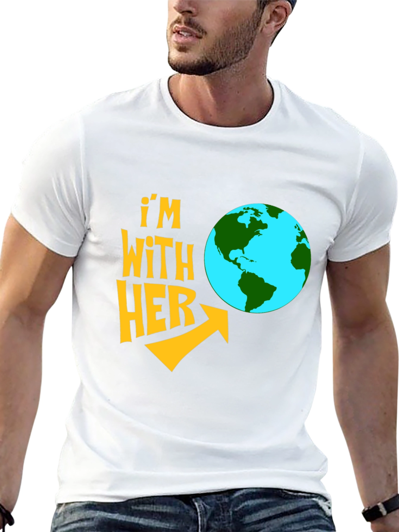 Im With Her Earth Graphic Black T-Shirt