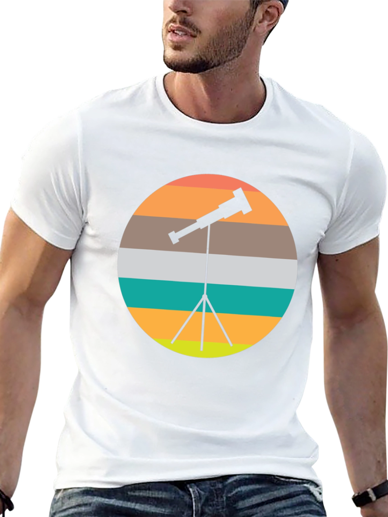 Telescope Sunset Graphic Tee - Space Lover Shirt