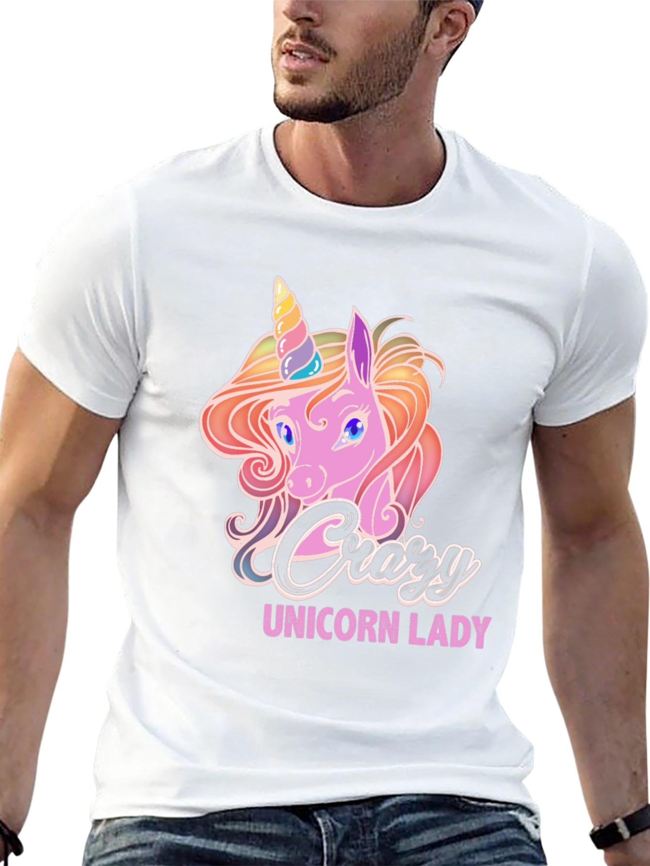 Crazy Unicorn Lady Black T-Shirt