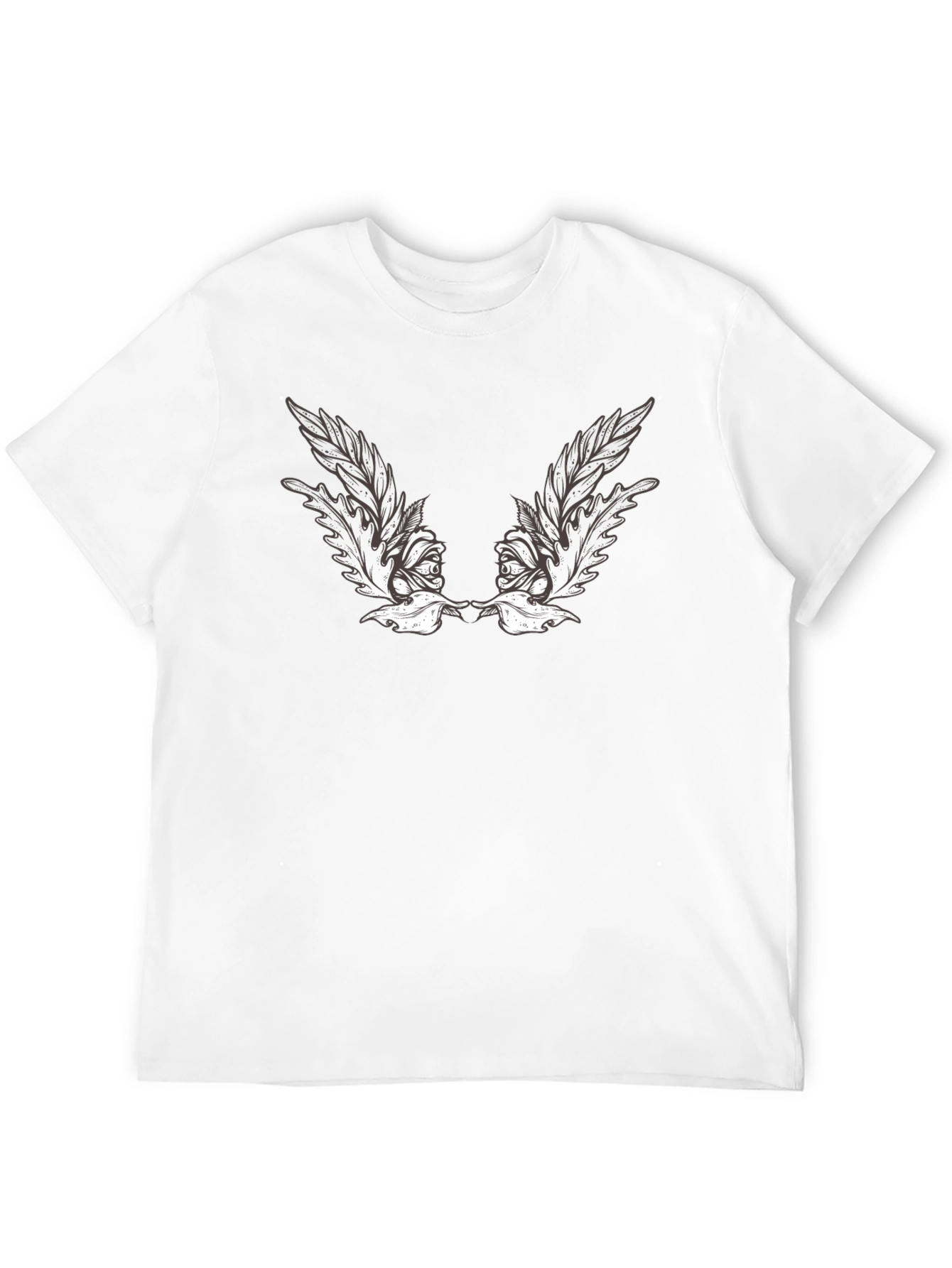 Mens Black T-Shirt with Feather Graphic