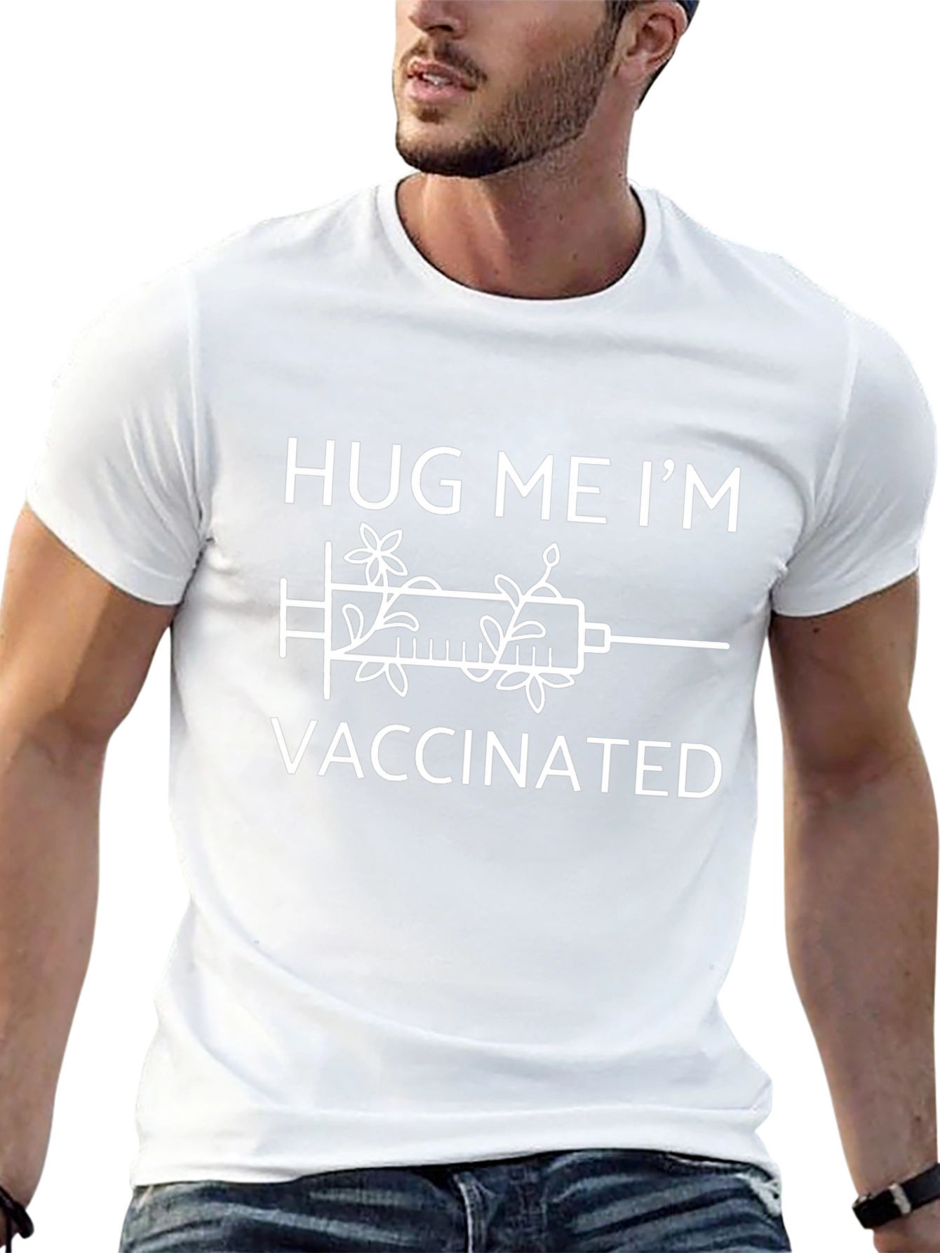 Vaccinated T-Shirt - Hug Me Im Vaccinated Black Tee
