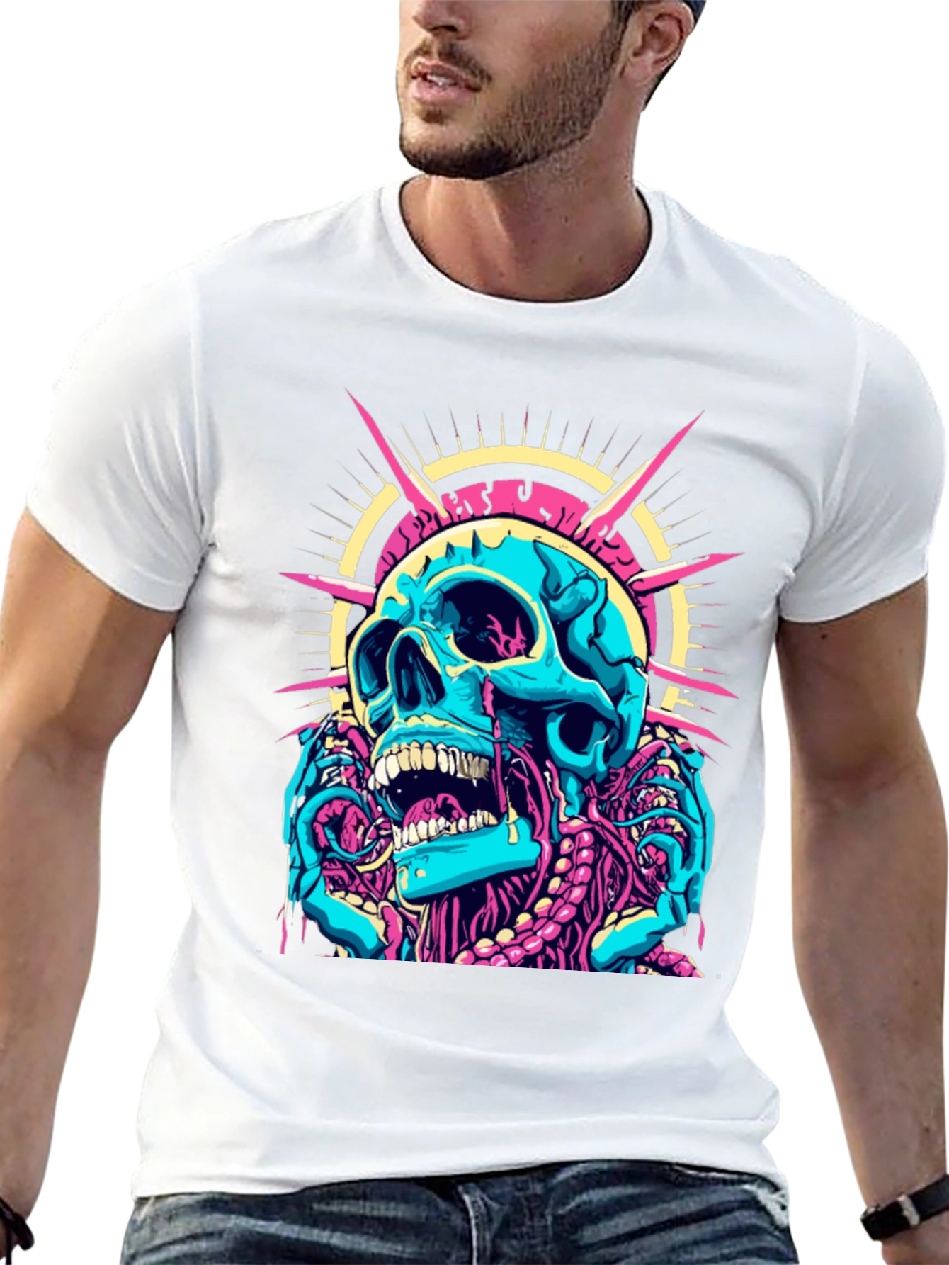 Skull Graphic Print Black T-Shirt