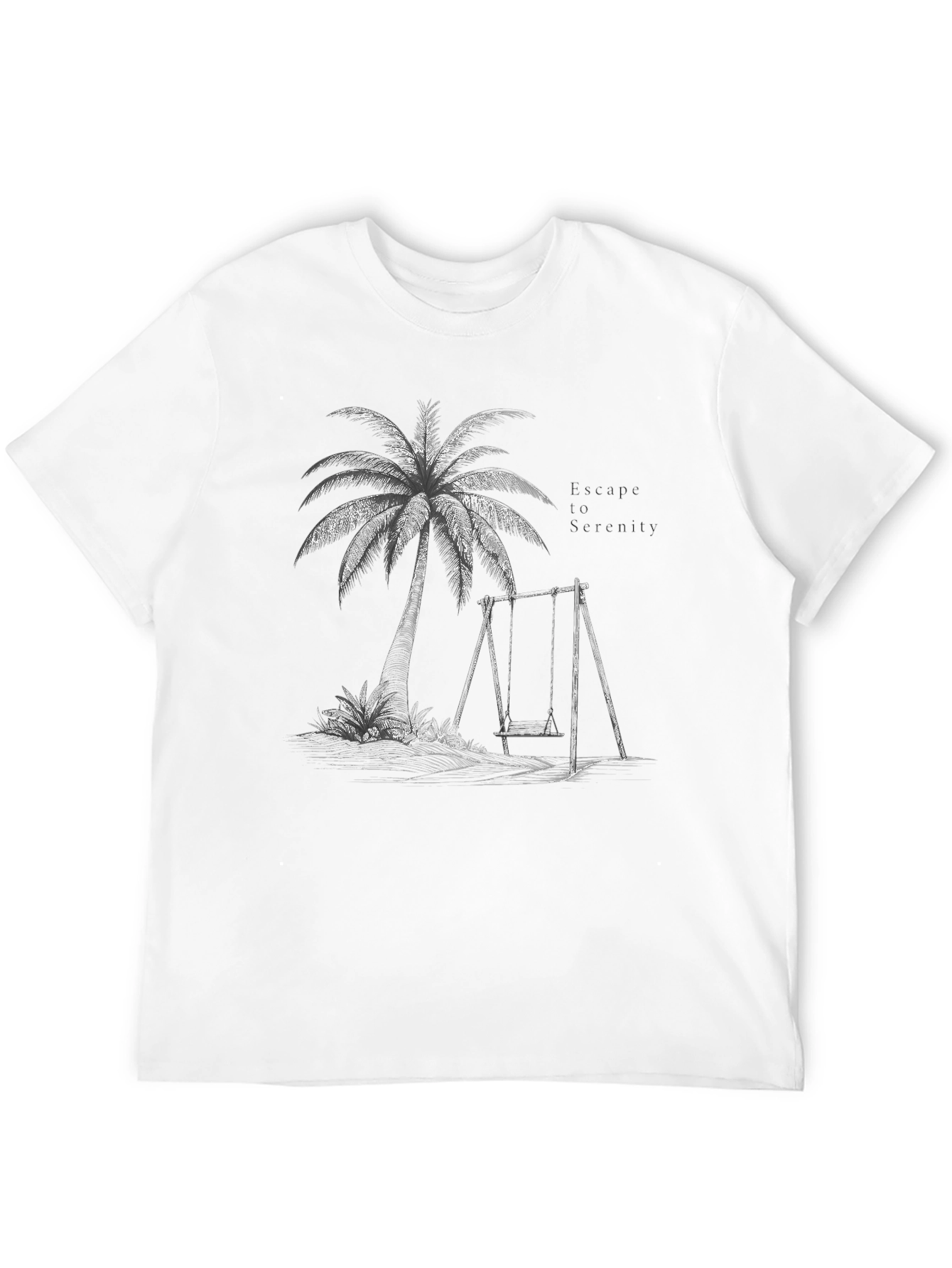 Tropical Paradise T-Shirt - Palm Tree and Swing Design