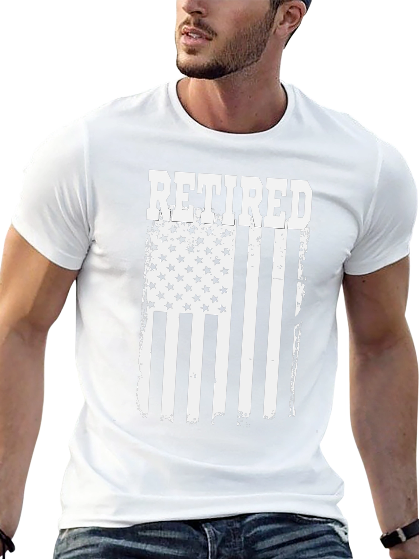 Retired American Flag Graphic T-Shirt