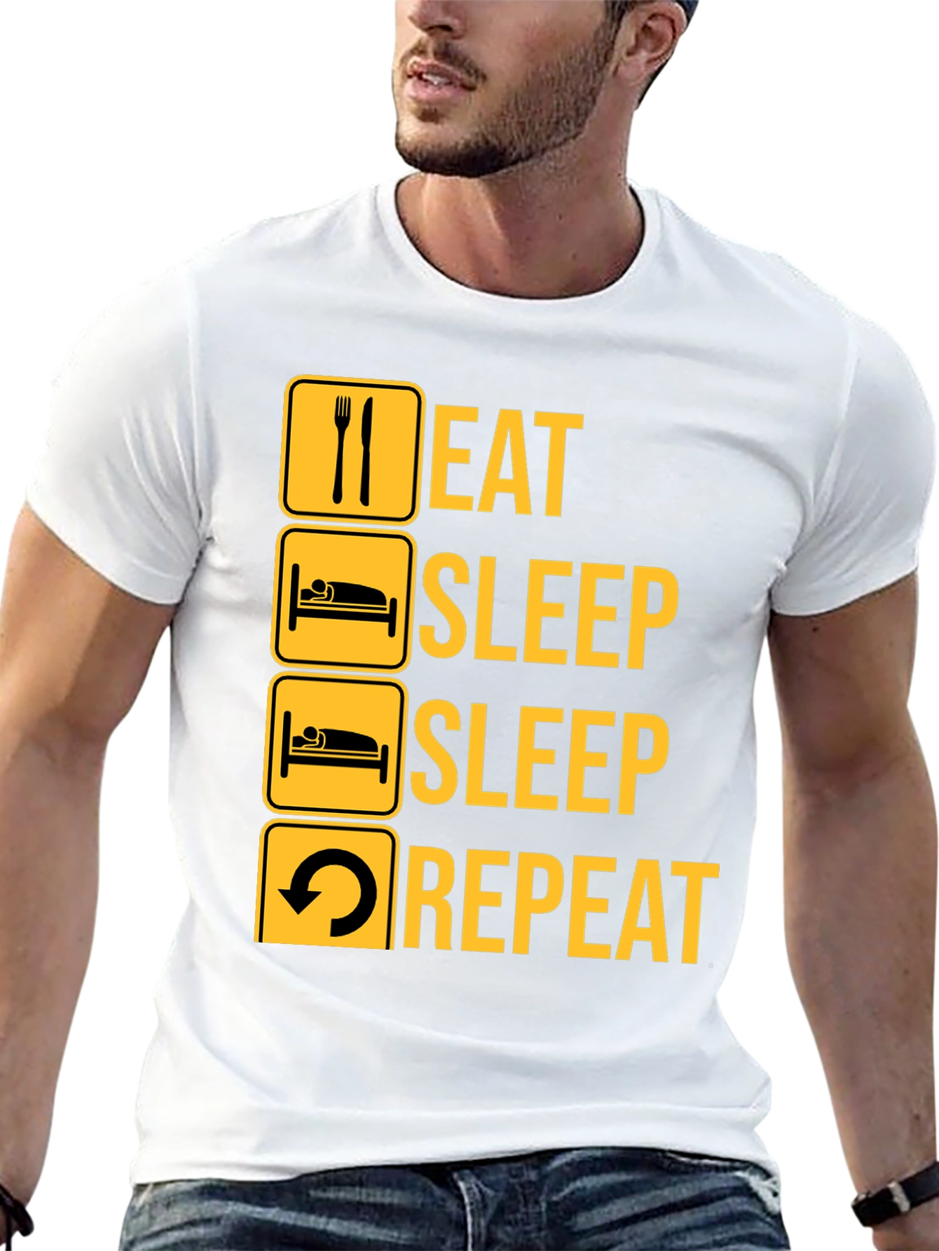 Eat Sleep Repeat Black Graphic Tee