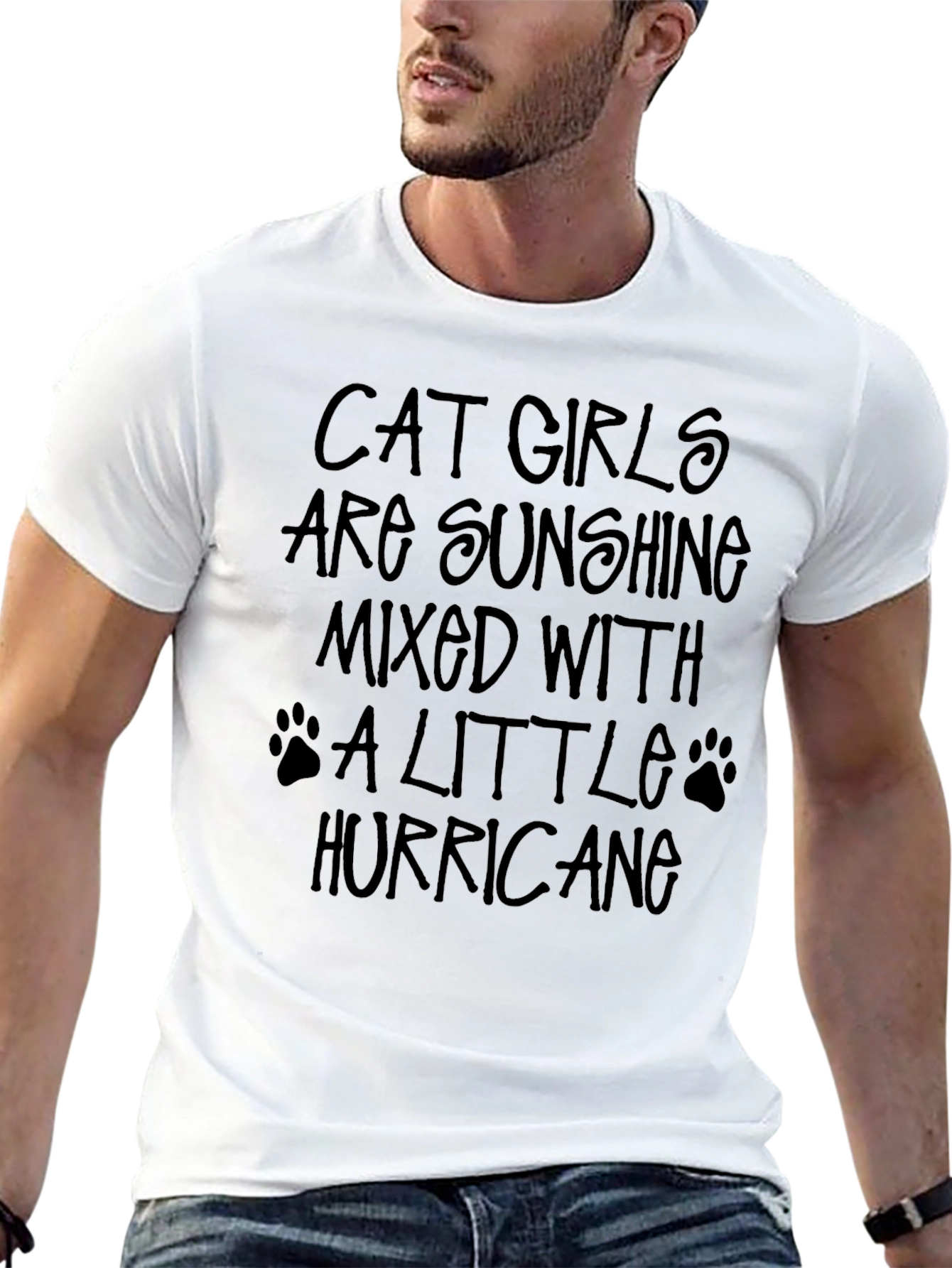Cat Girls Hurricane Black Graphic T-Shirt
