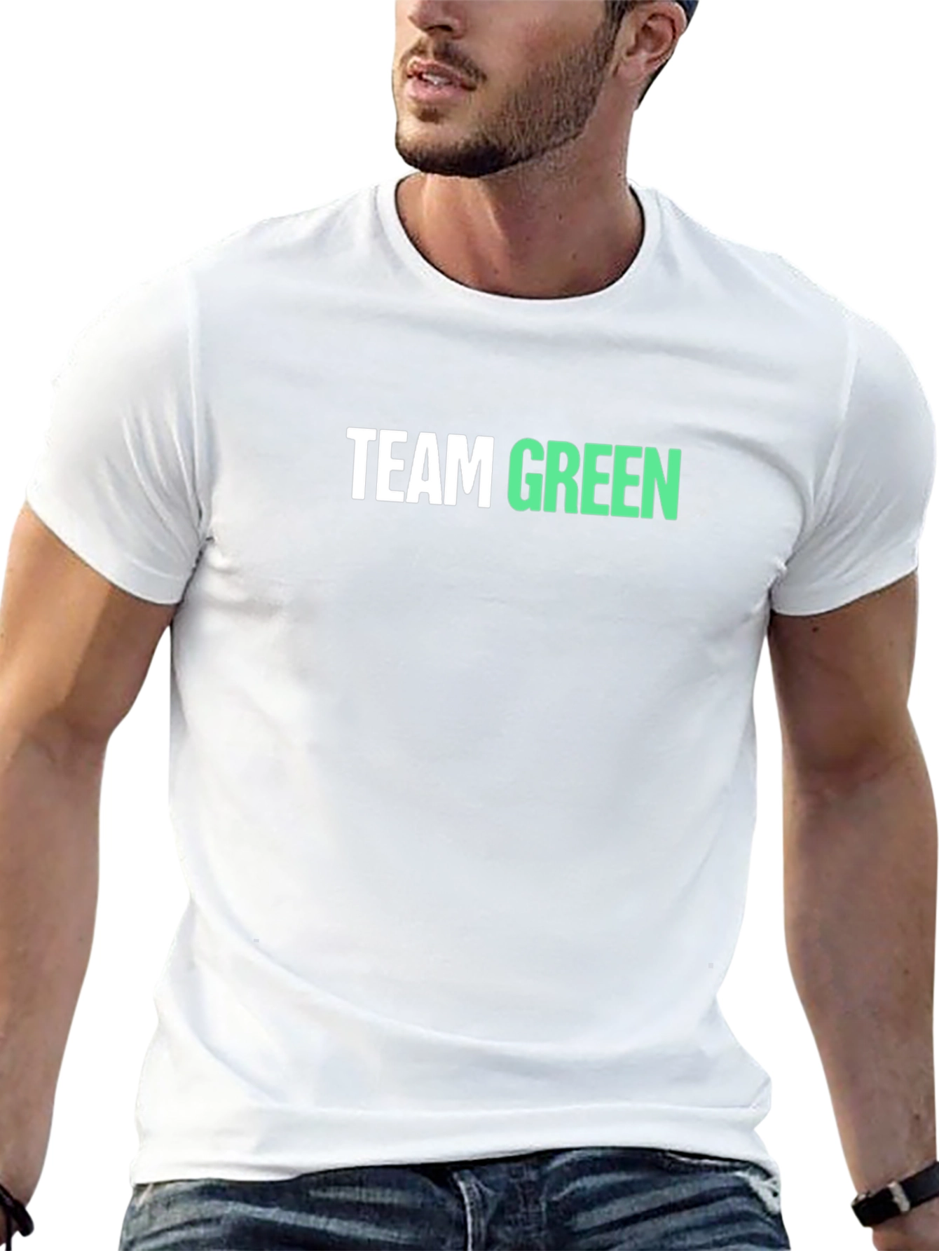 Team Green T-Shirt - Black Cotton Tee