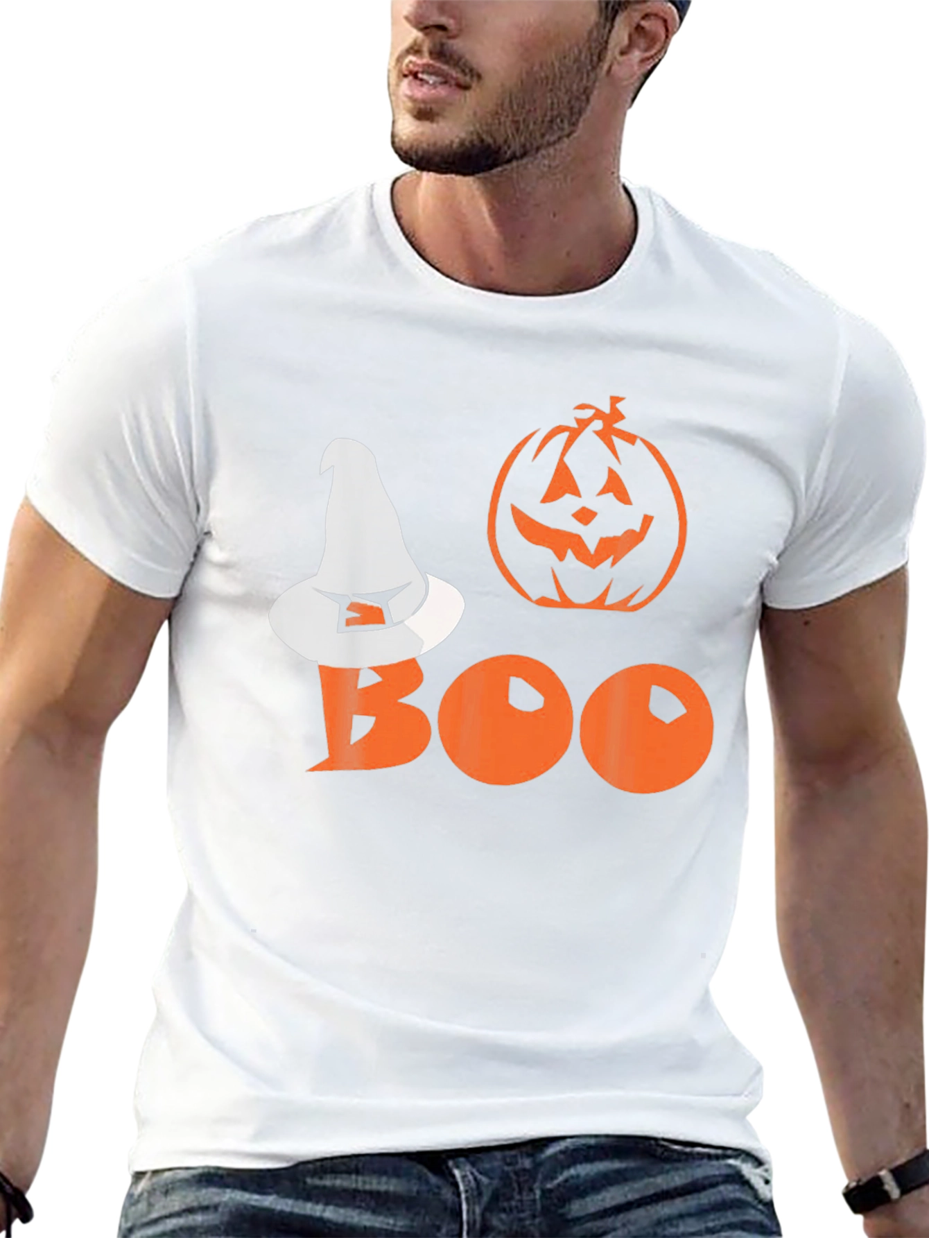 Halloween Boo T-Shirt - Witch Hat Pumpkin Tee
