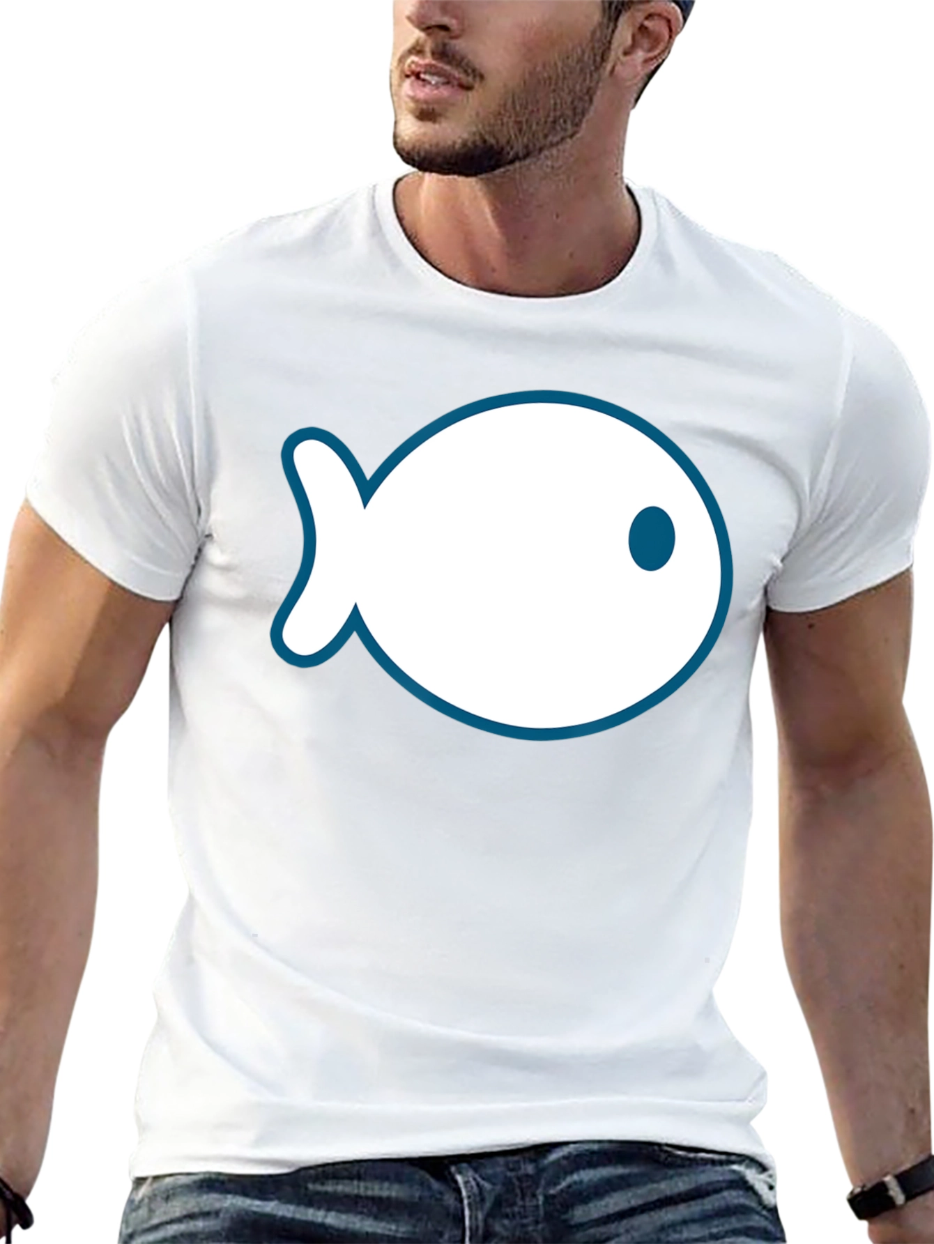 Fish Outline Graphic Tee - Black