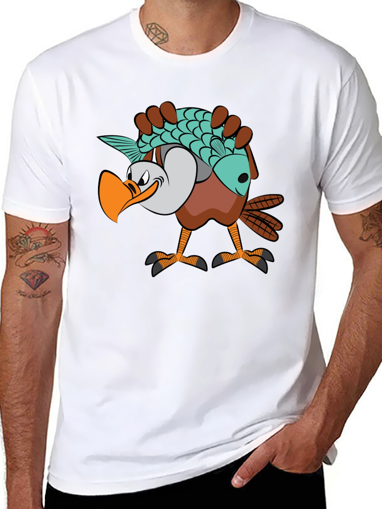 Funny Eagle Carrying Fish Graphic T-Shirt