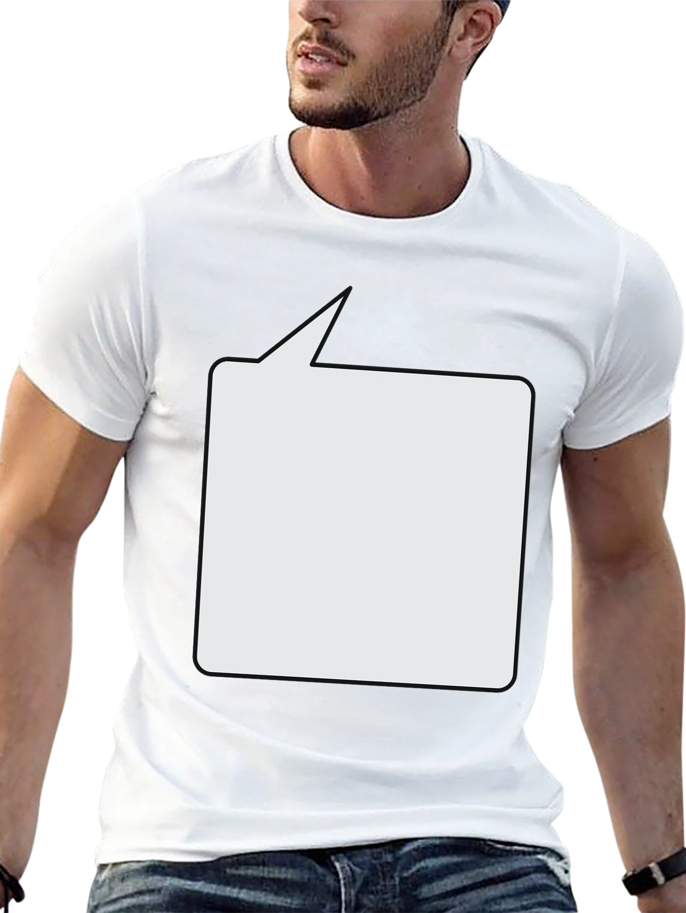 Black T-Shirt with Speech Bubble Design