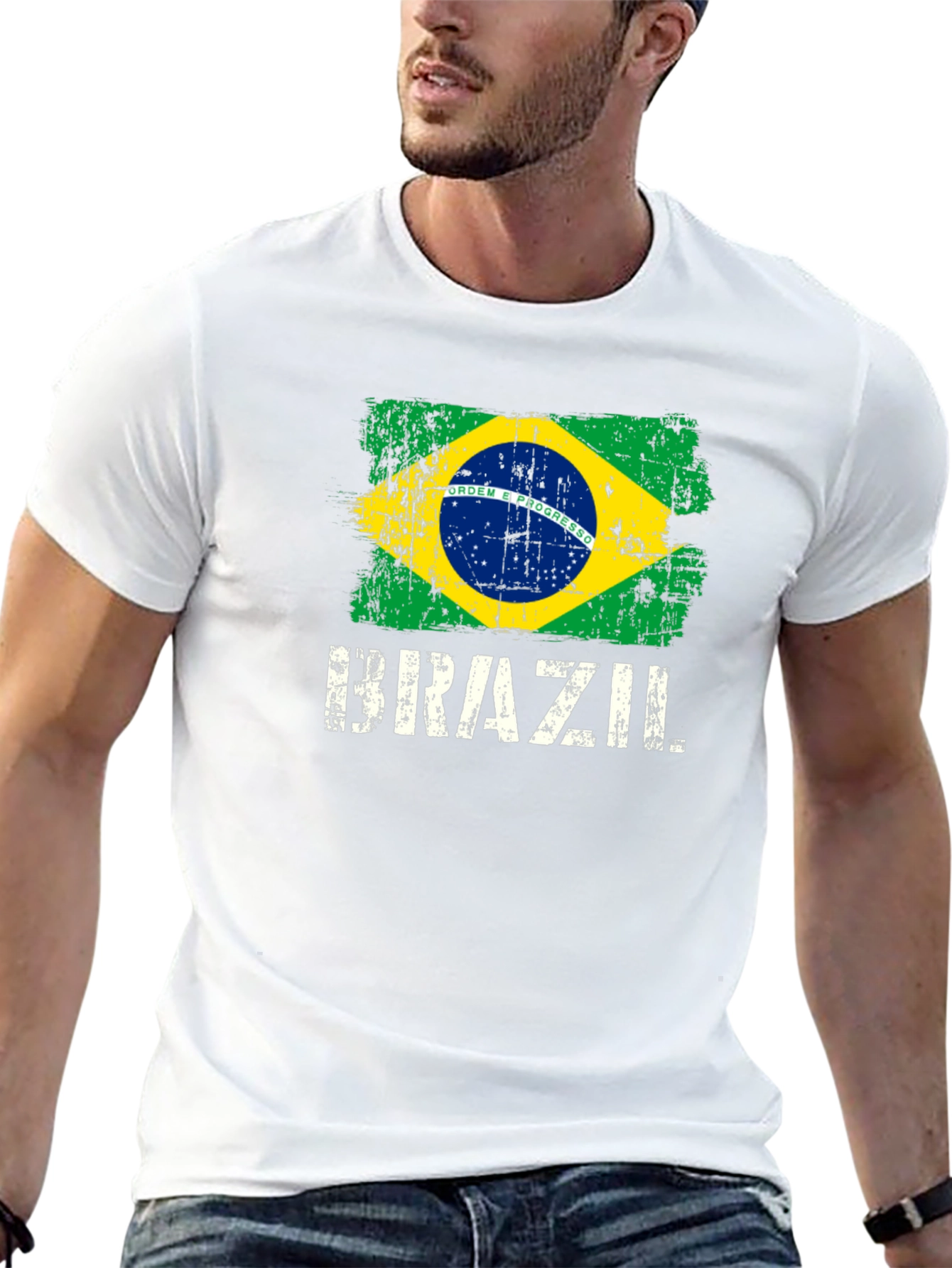 Brazil Flag T-Shirt - Distressed Graphic Tee