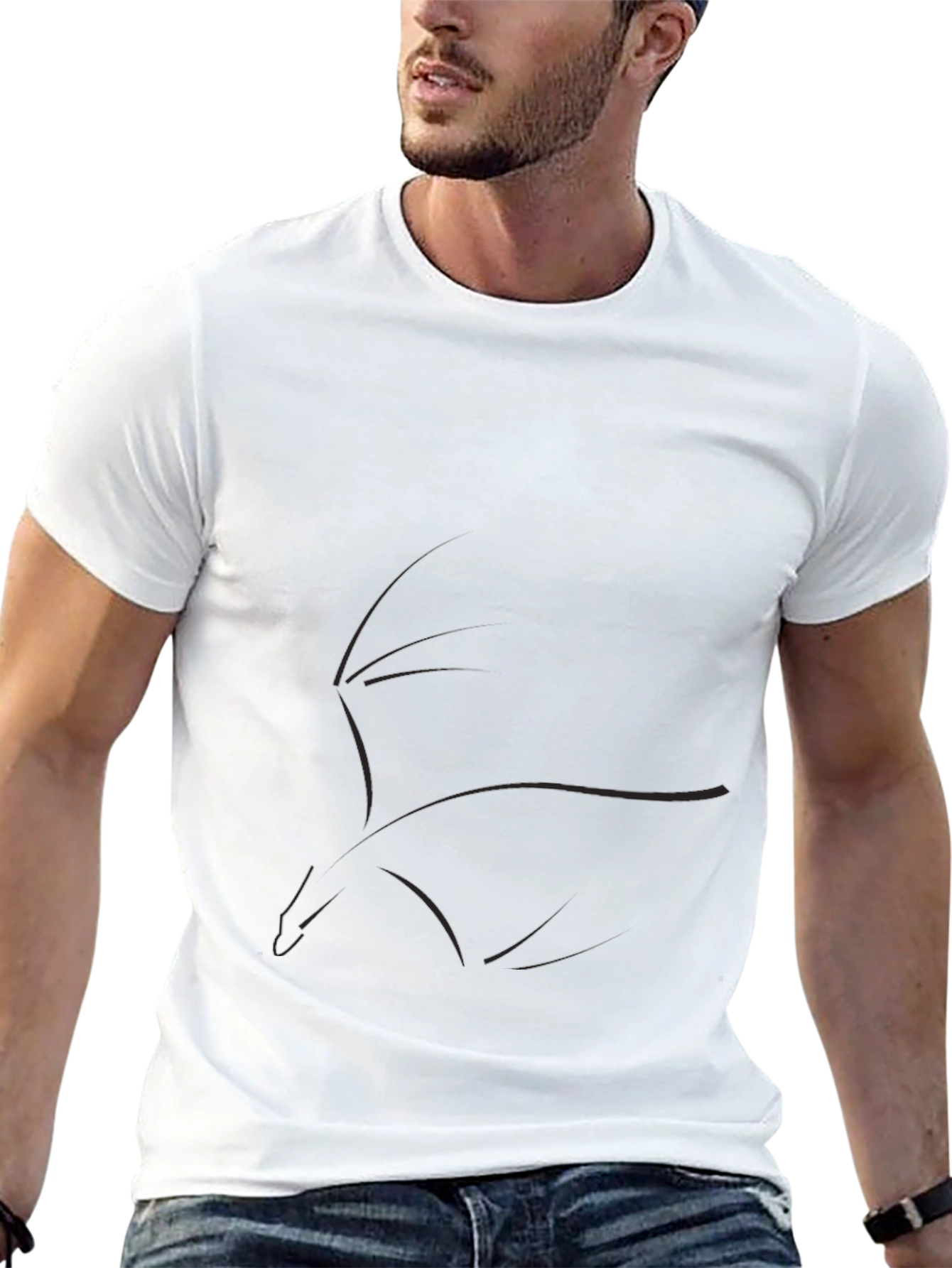 Minimalist Dragon Outline Black T-Shirt
