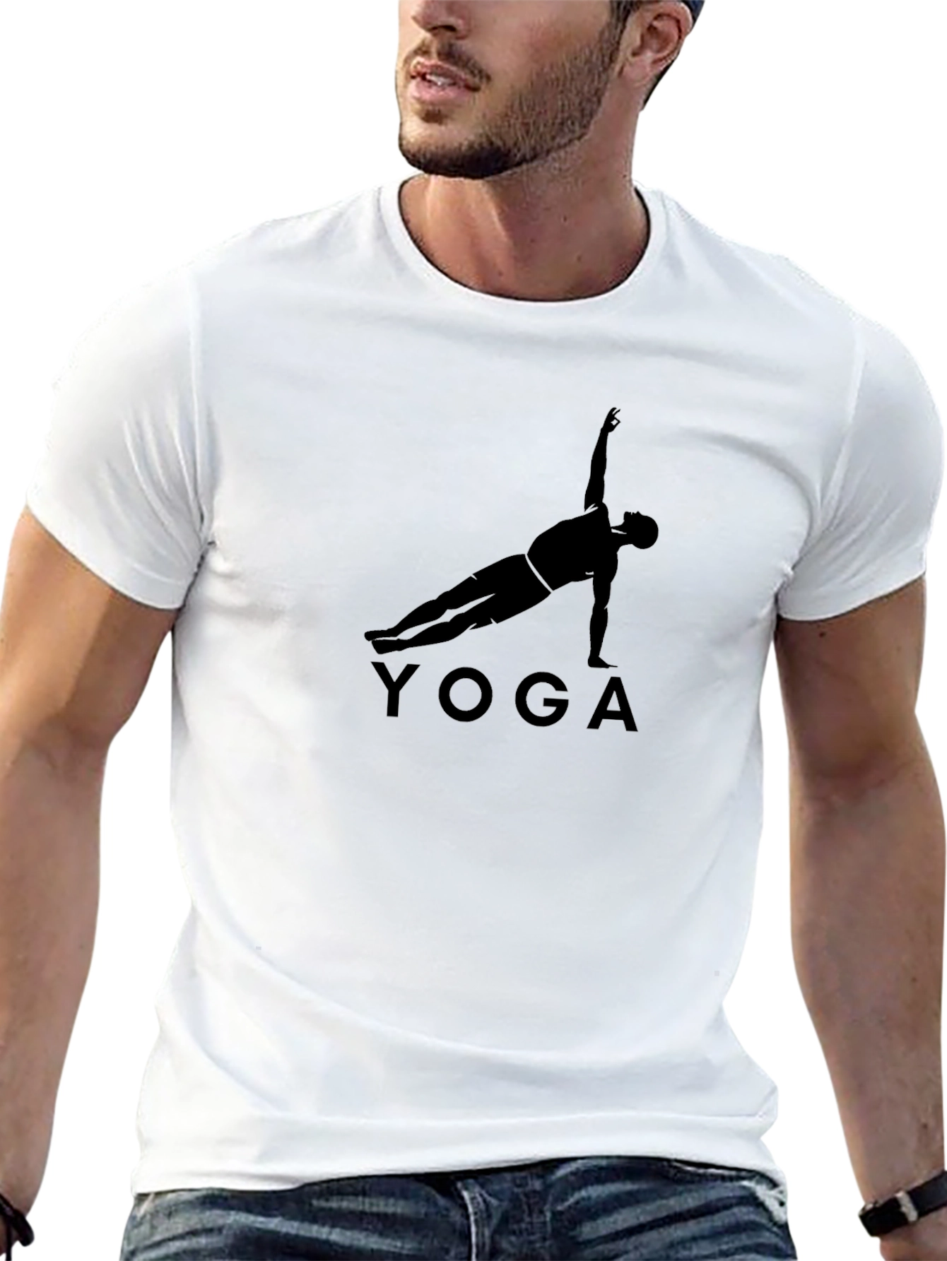 Yoga Pose Graphic Tee - Mens Casual Black T-Shirt