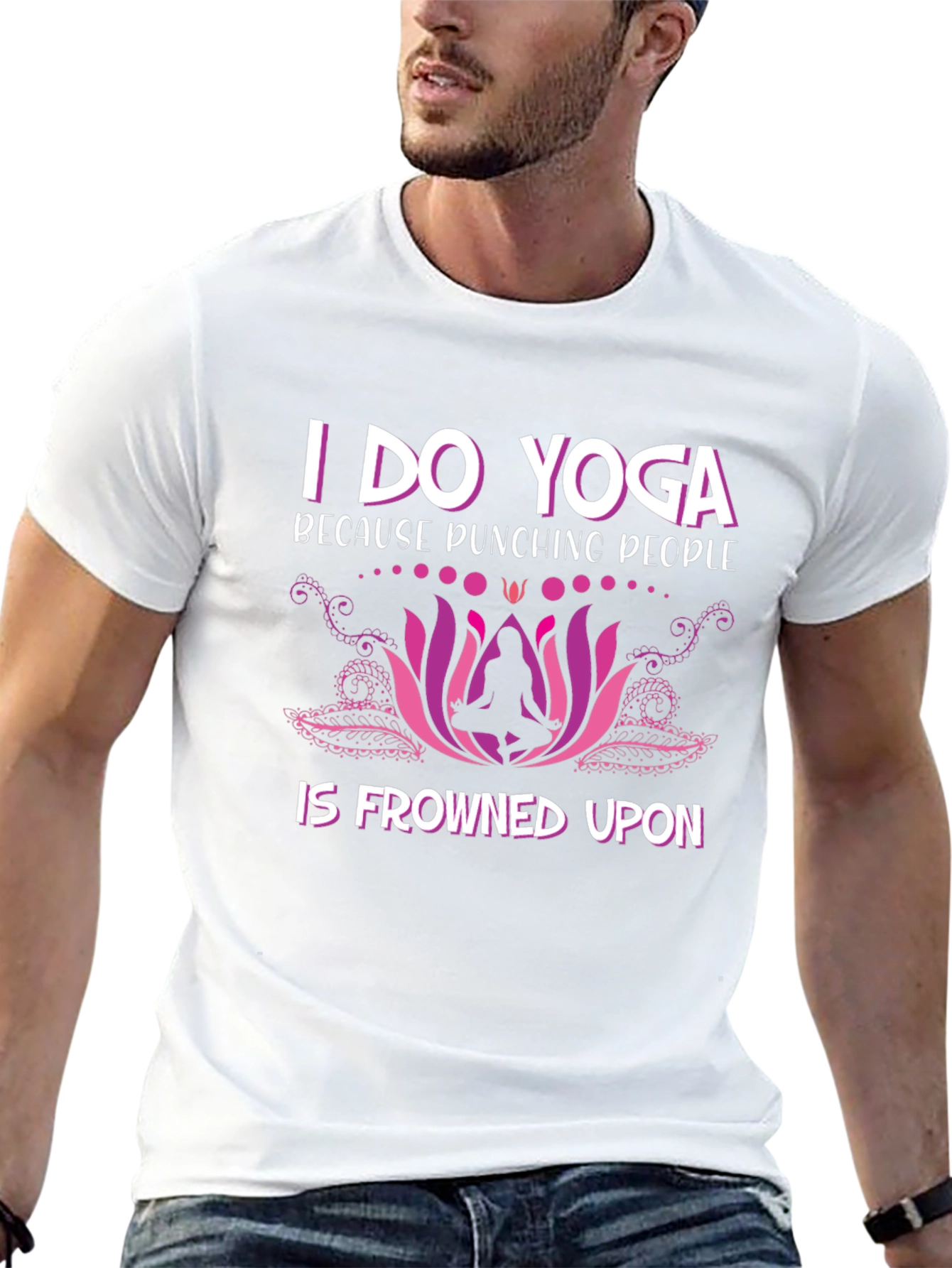 Funny Yoga T-Shirt: Punching People Frowned Upon