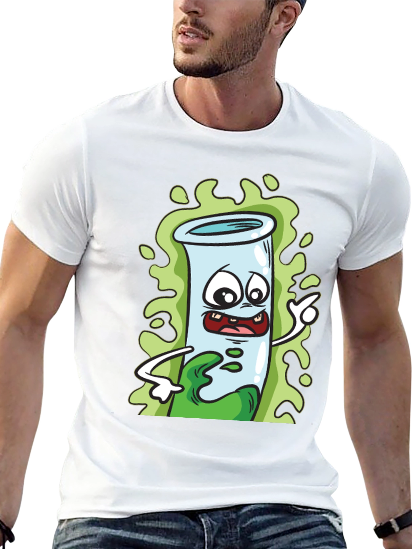 Cartoon Test Tube Black T-Shirt