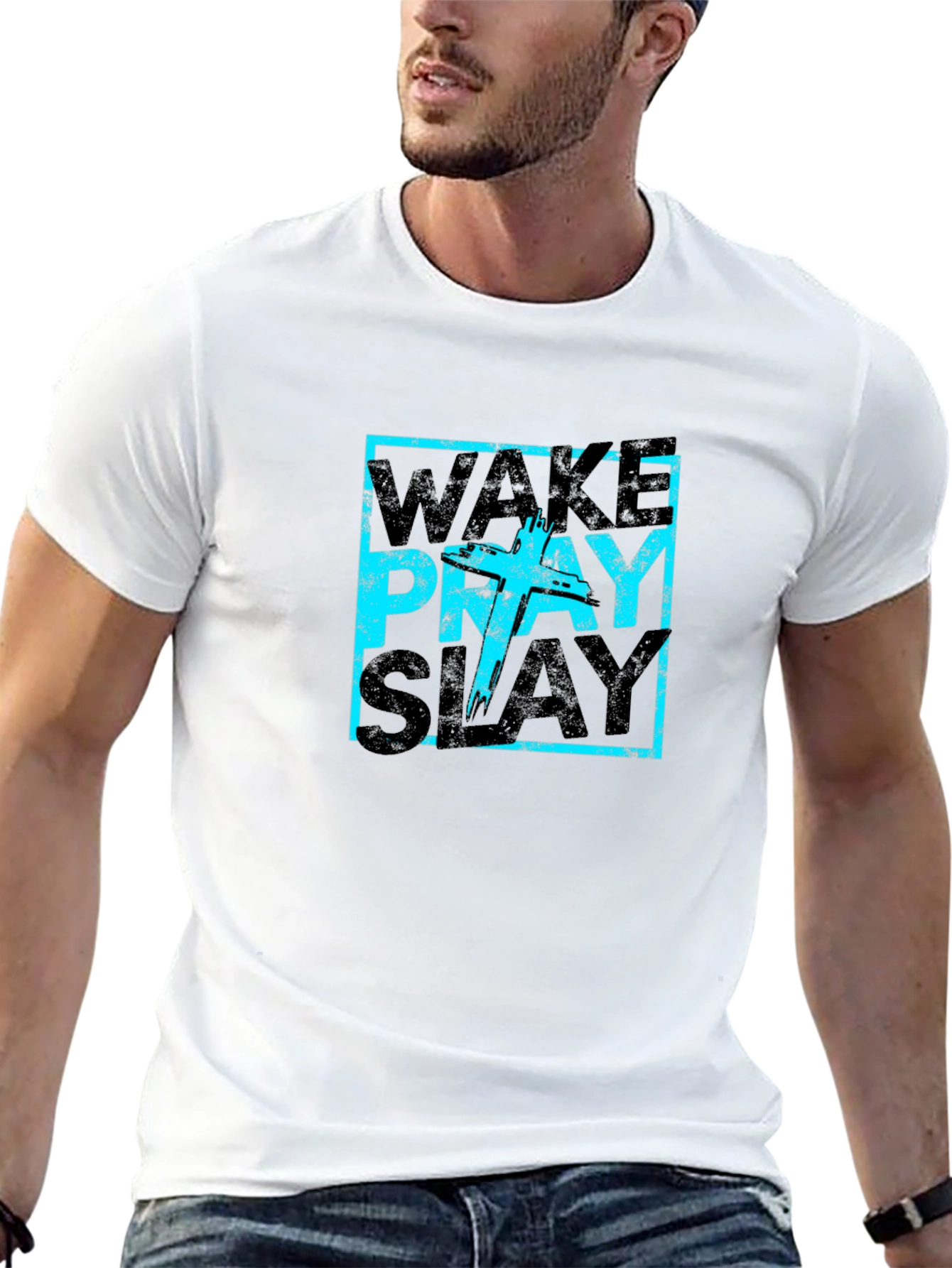 Wake Pray Slay Graphic Tee - Trendy Style