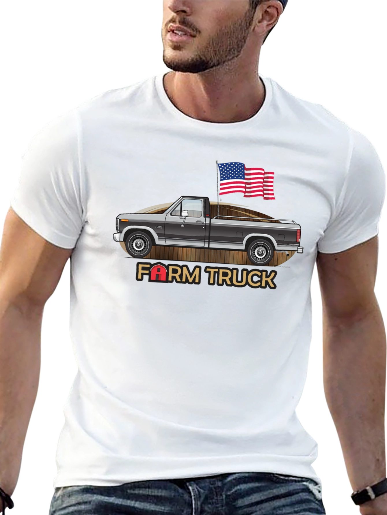 Farm Truck American Flag Graphic Tee