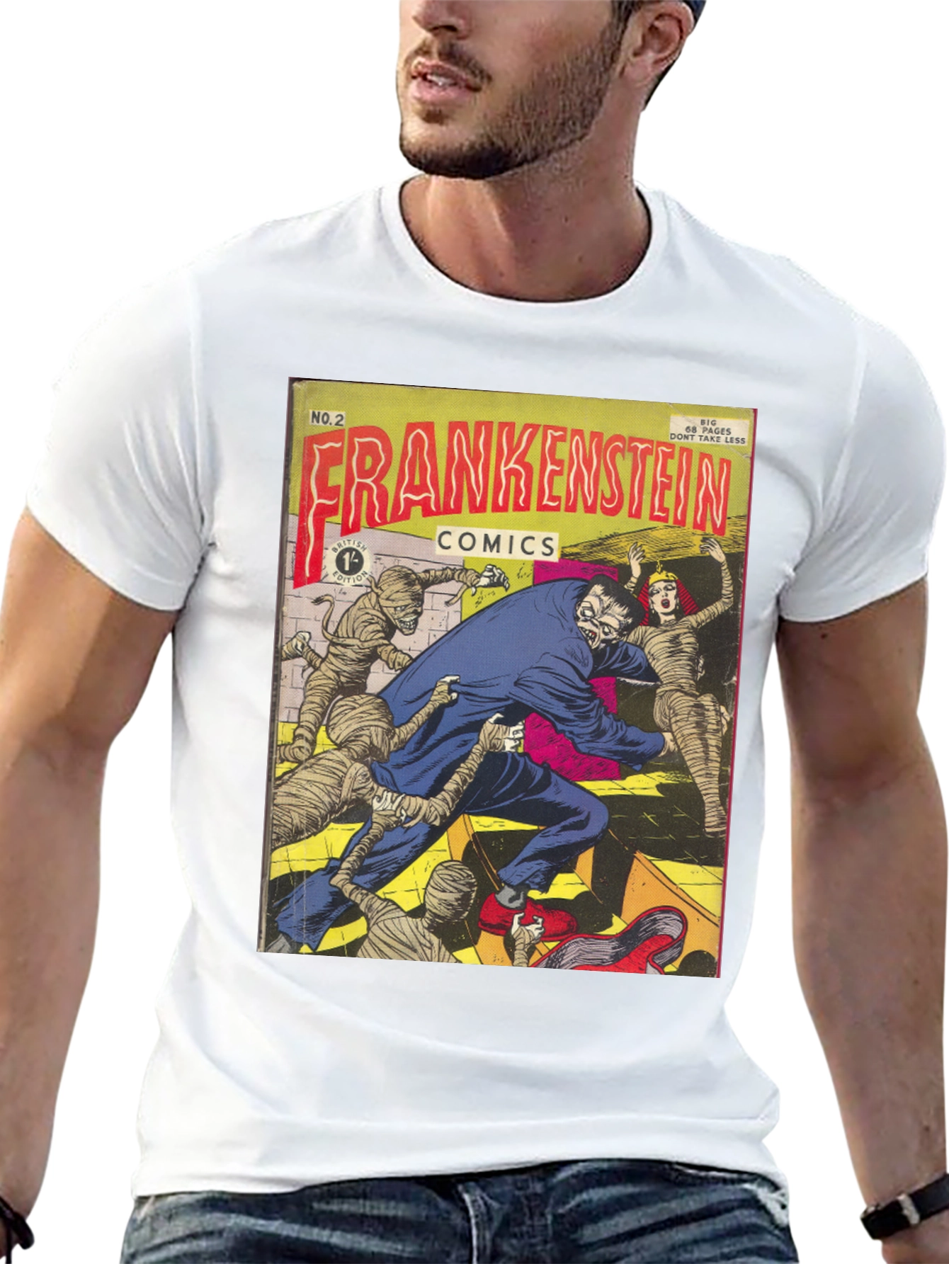 Frankenstein Comic Book Cover Graphic Tee