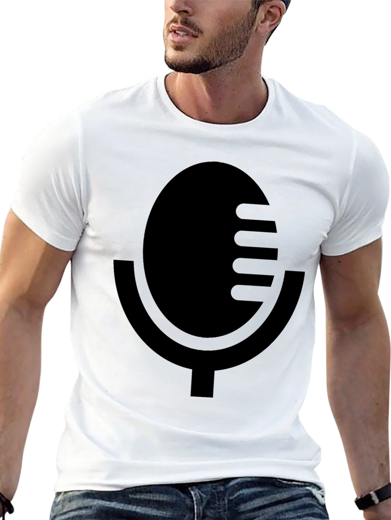 Black Microphone Graphic Tee - Podcast Ready