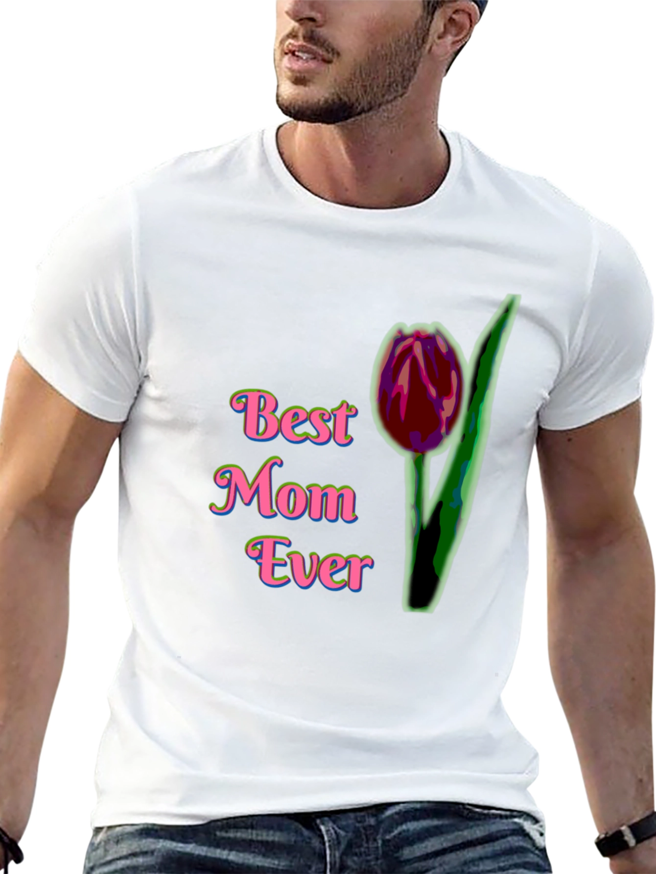 Best Mom Ever T-Shirt with Tulip Design