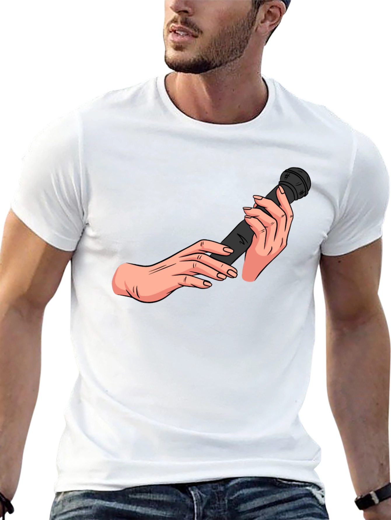 Microphone Hands Black T-Shirt