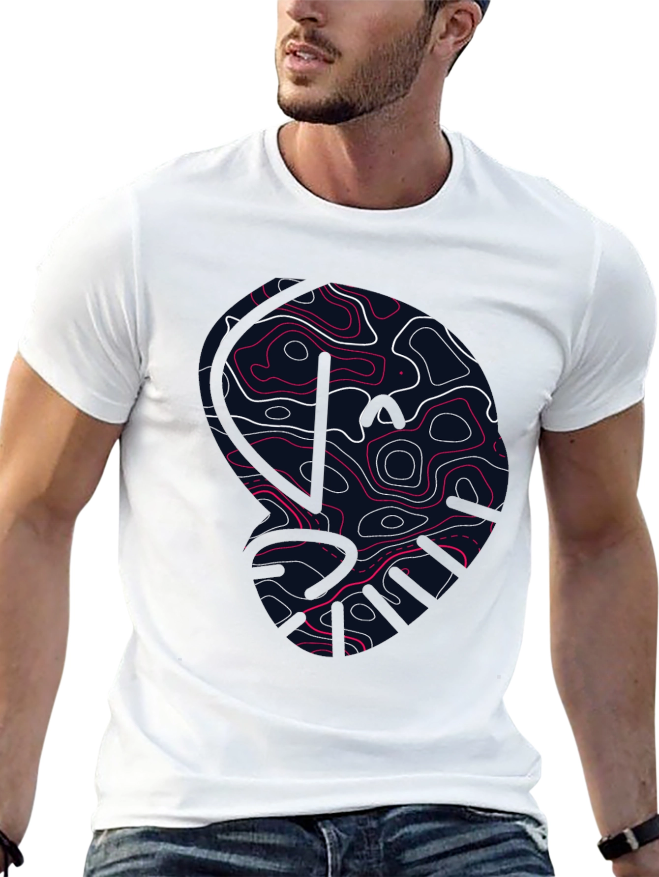 Abstract Topographic Map Graphic Print Tee