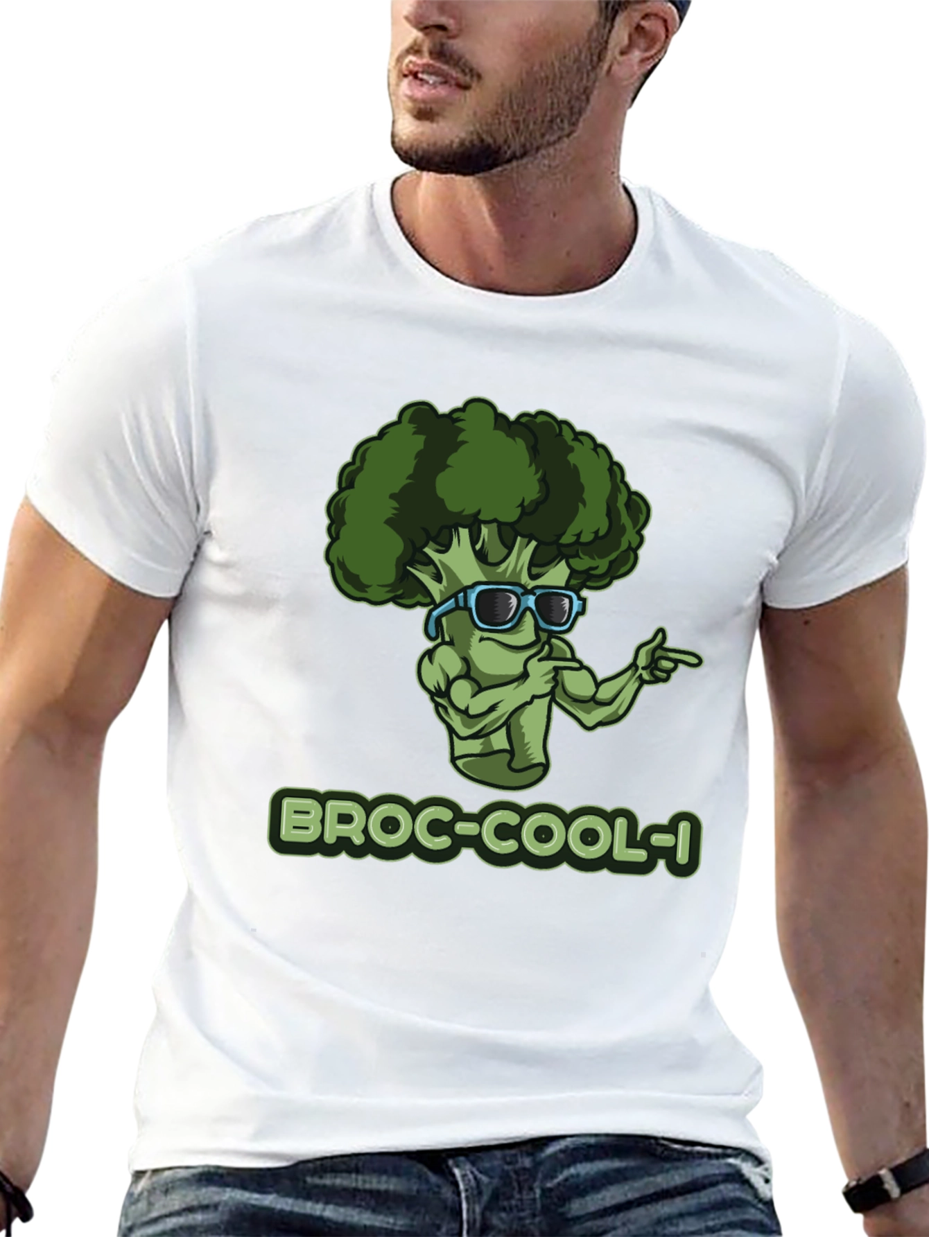 Broc-Cool-I T-Shirt - Funny Broccoli Graphic Tee