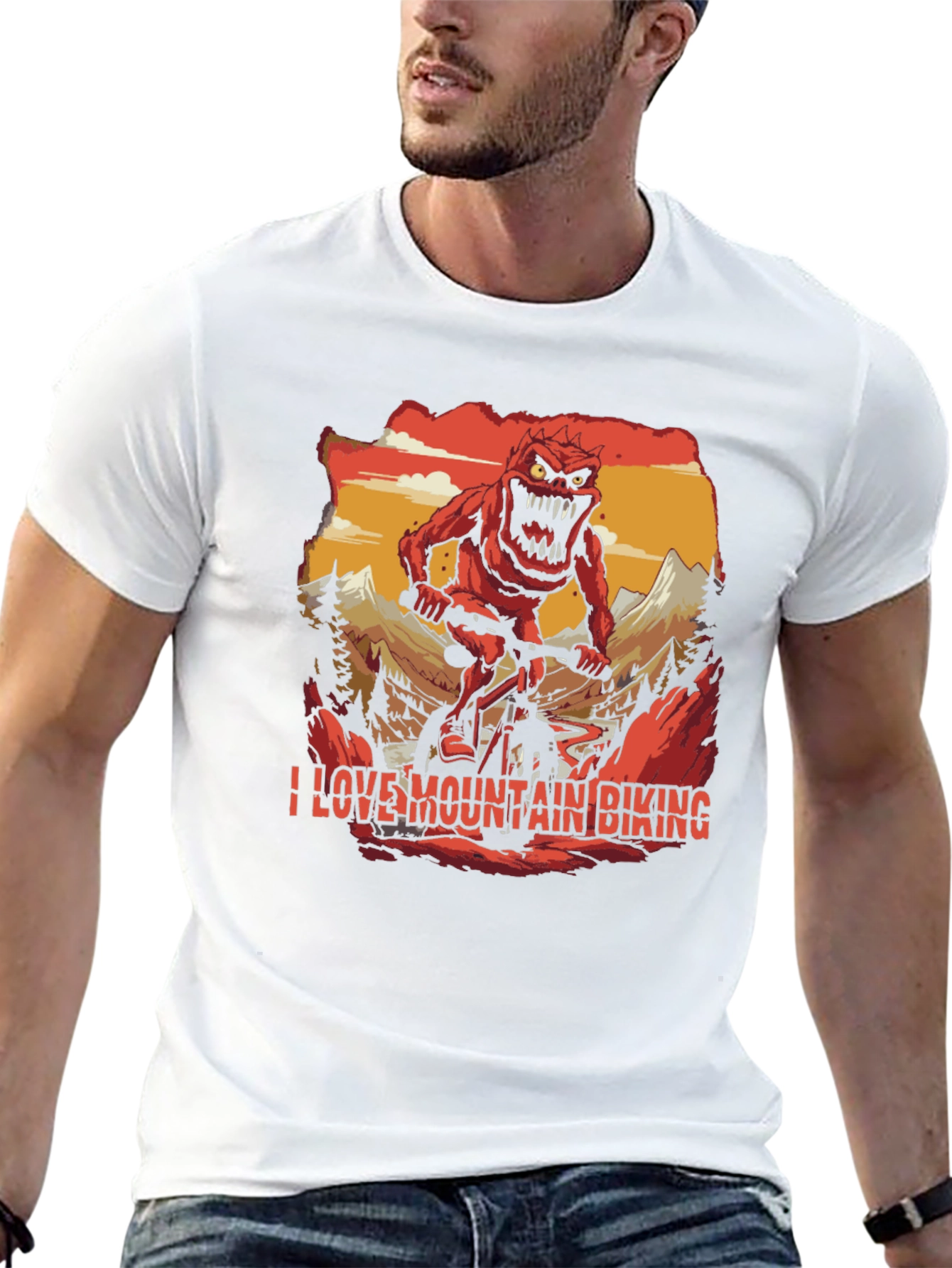 I Love Mountain Biking Monster Graphic Tee